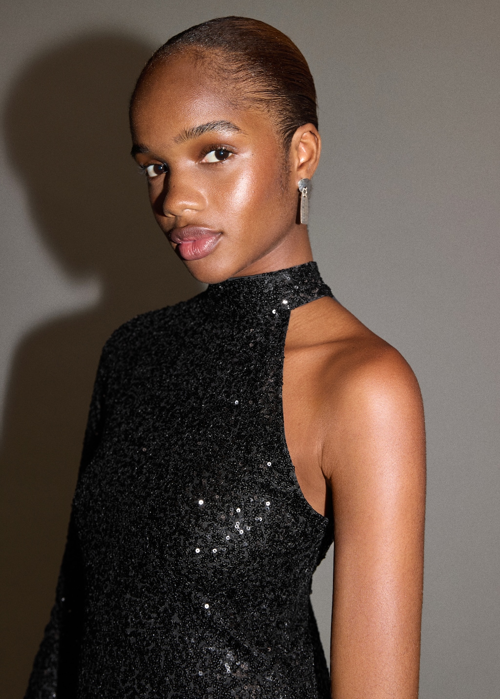 Asymmetric sequin dress