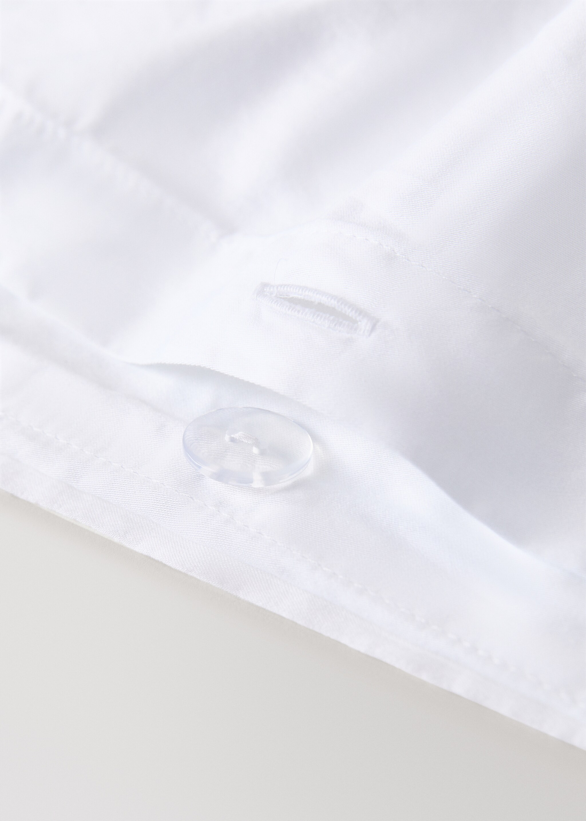 300-thread count satin cotton duvet cover with cross-stitch embroidery for 180/200cm bed - Details of the article 1, Off White. Ref: 17038290-00.