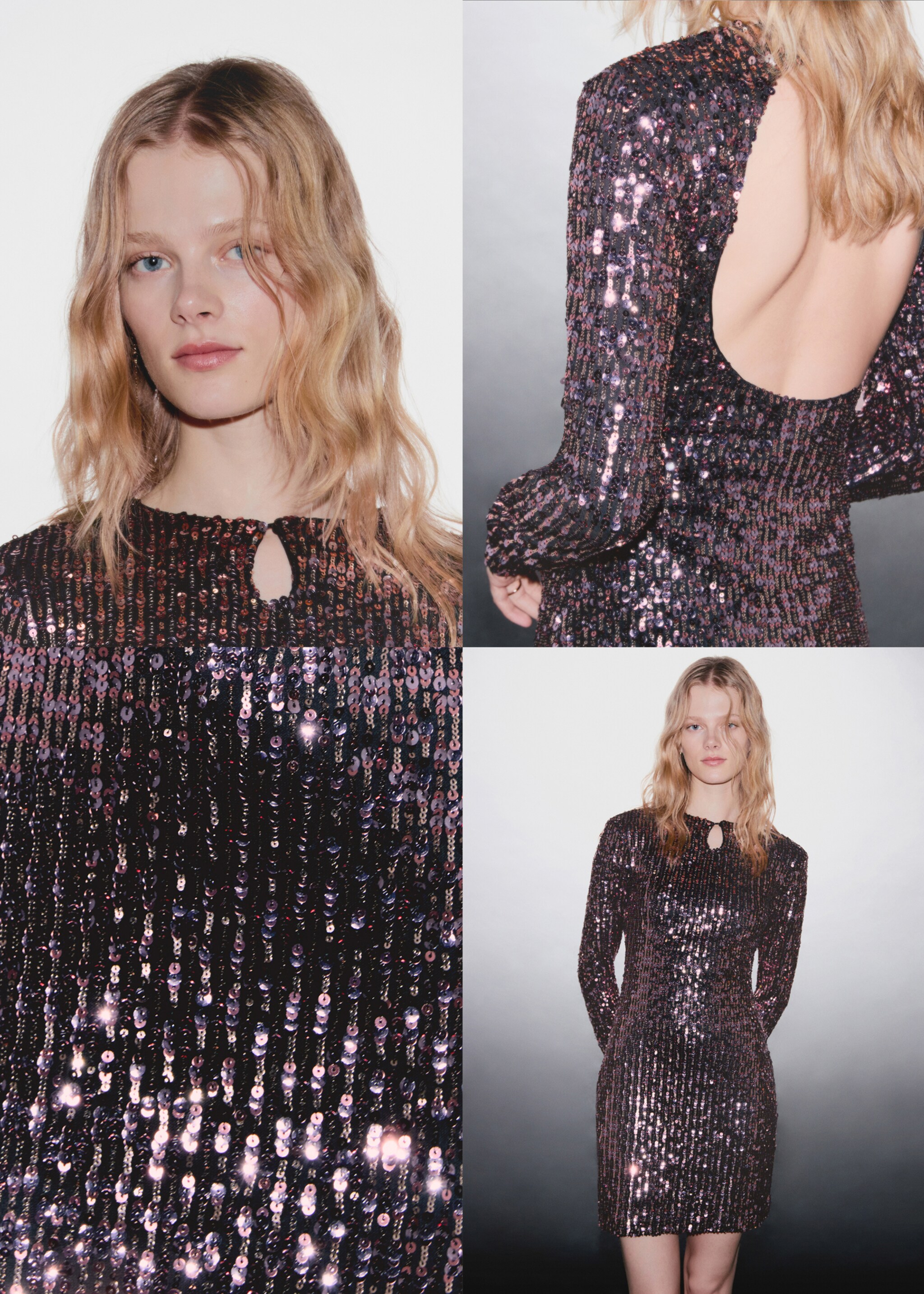 Short dress with sequins - Details of the article 6, Pink. Ref: 17038632-00.