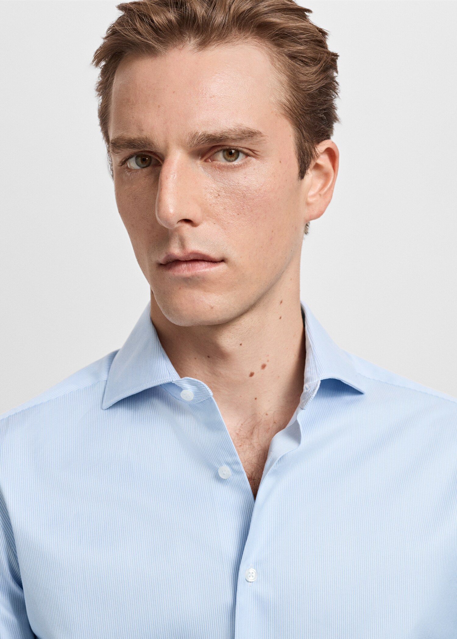 Striped-print slim-fit suit shirt - Details of the article 1