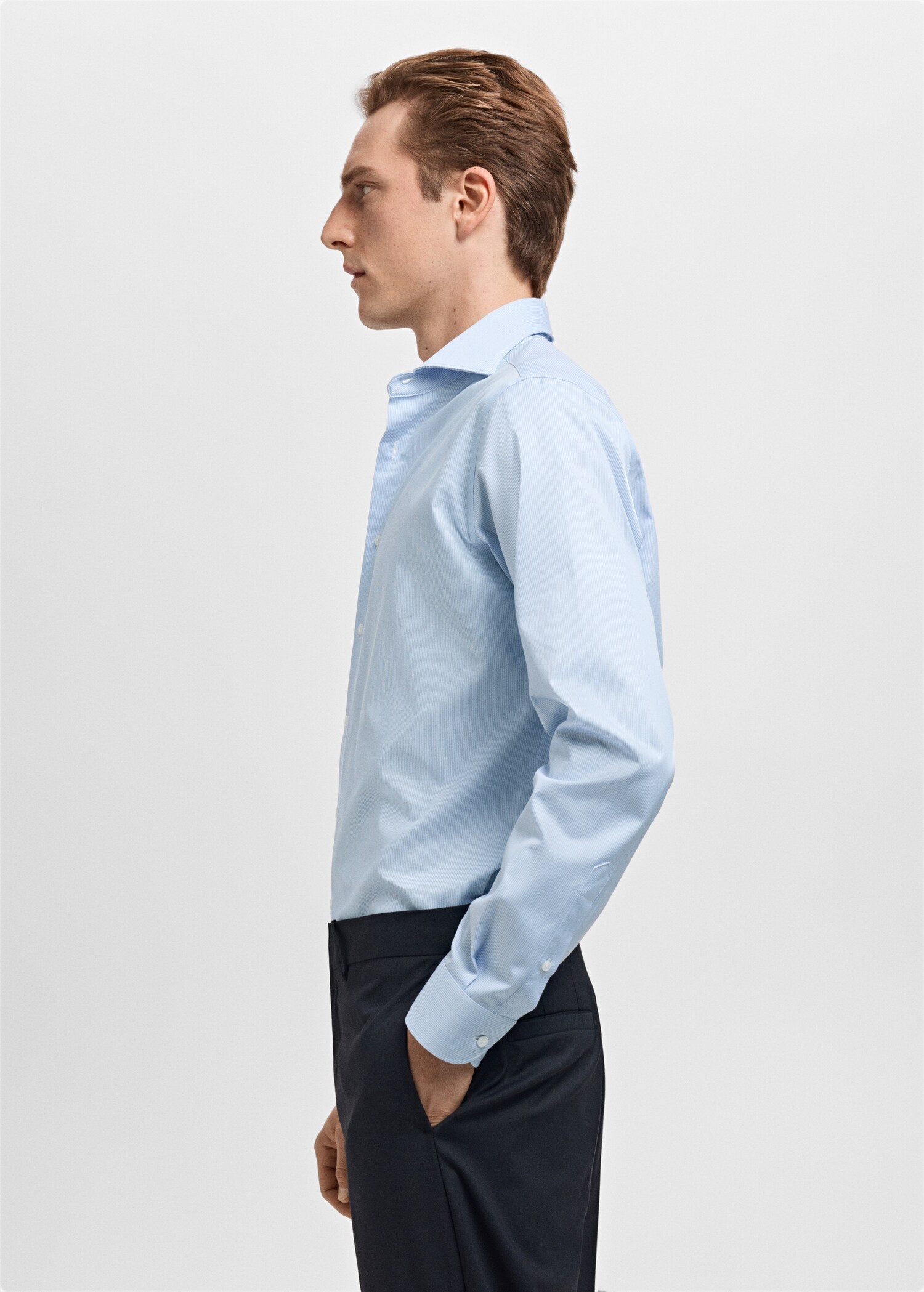 Striped-print slim-fit suit shirt - Details of the article 2