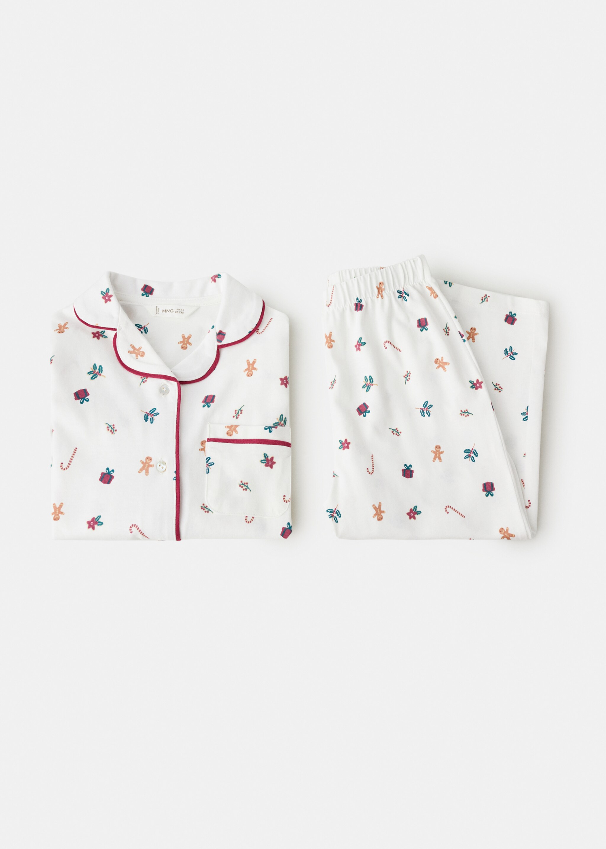 Printed long pyjamas - Details of the article 8, Off White. Ref: 17039096-00.