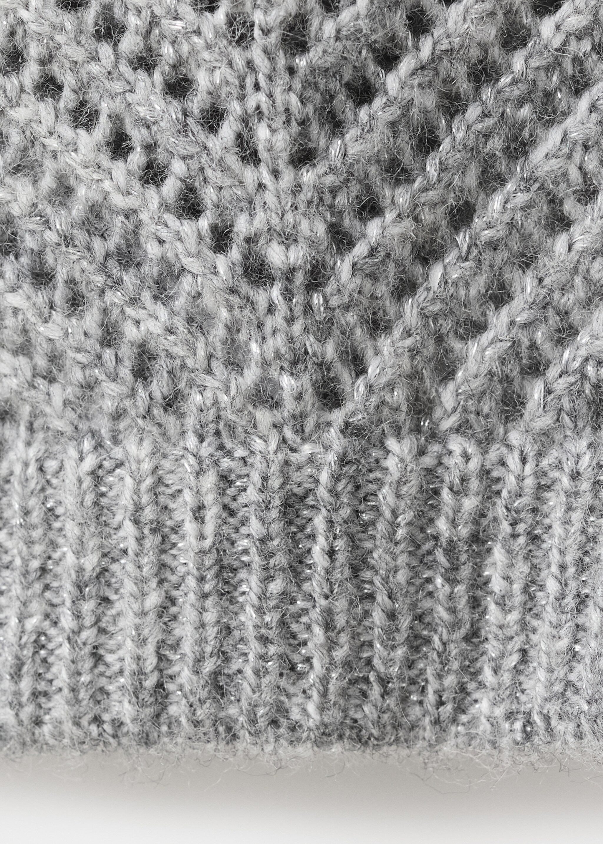 Herringbone-pattern openwork cardigan - Details of the article 0, Light Heather Grey. Ref: 17039103-00.
