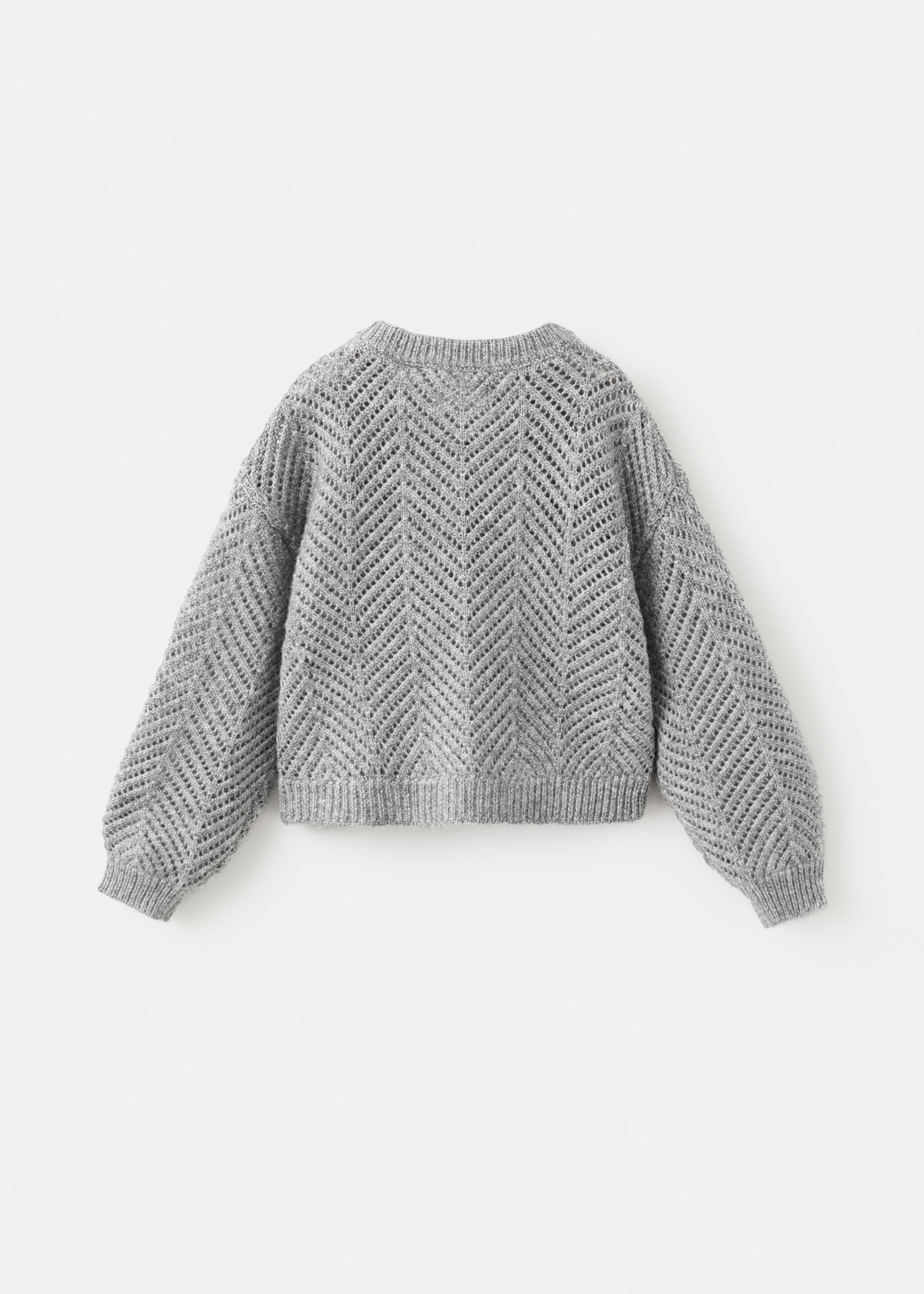 Herringbone-pattern openwork cardigan - Reverse of the article, Light Heather Grey. Ref: 17039103-00.