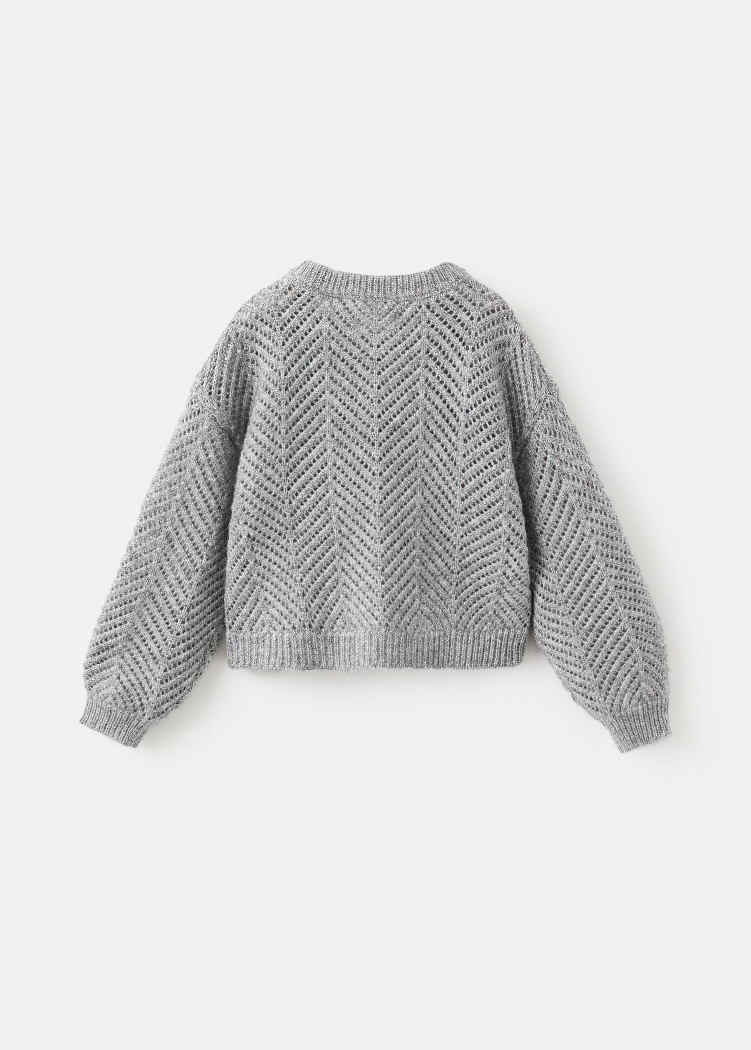 Herringbone-pattern openwork cardigan - Reverse of the article