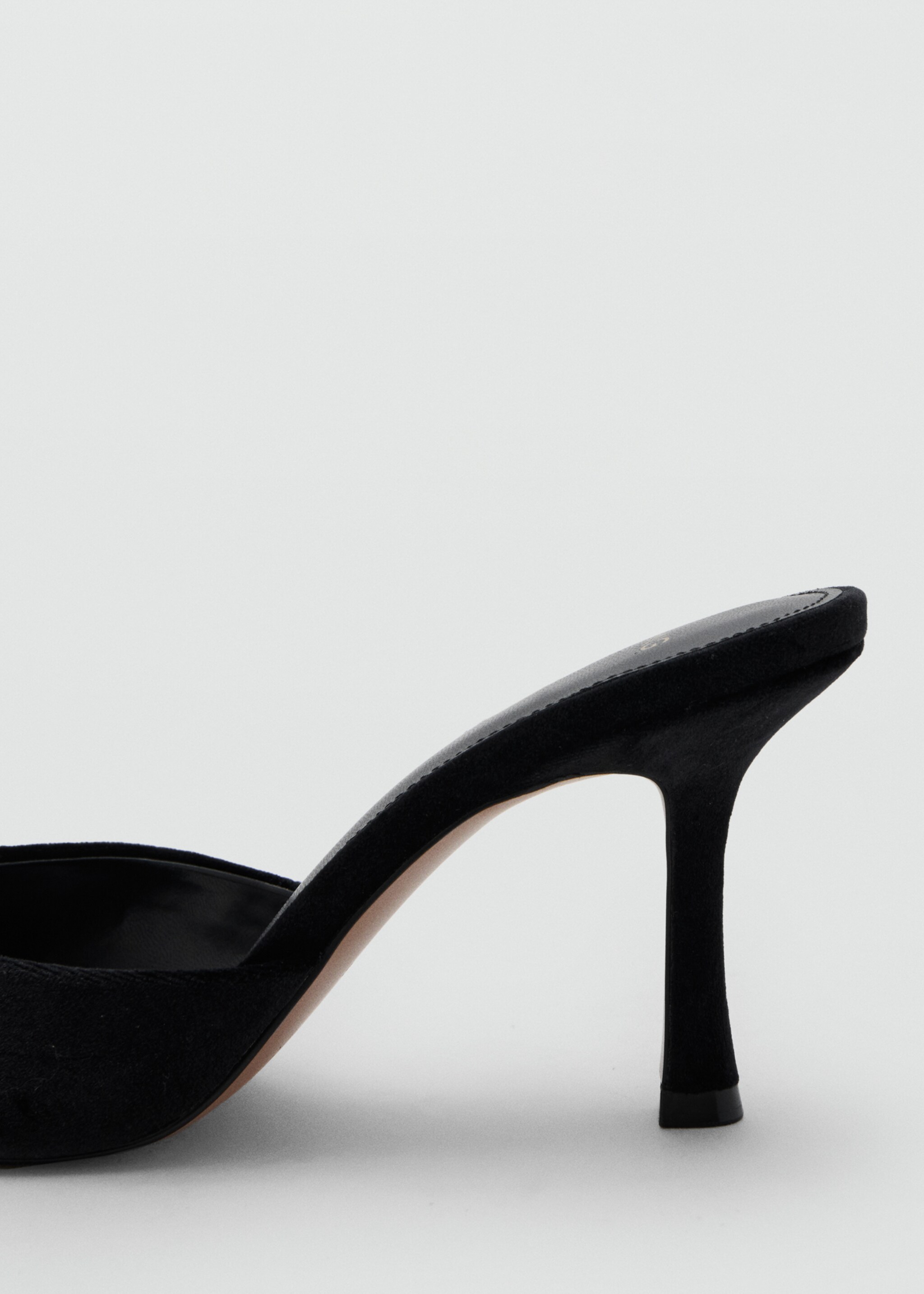 Velvet heel sandals - Details of the article 2, Black. Ref: 17039104-00.