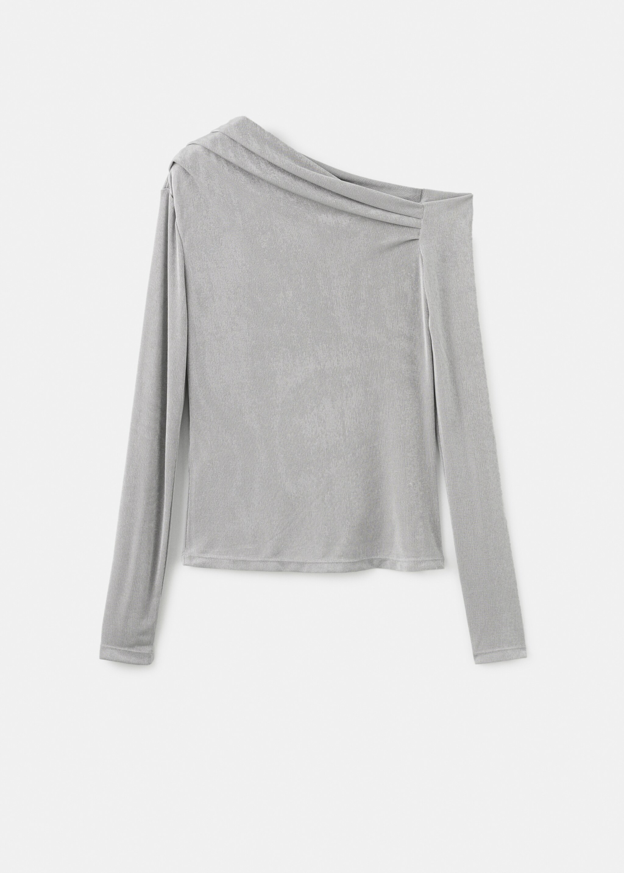 Asymmetrical long-sleeved t-shirt - Article without model, Grey. Ref: 17039109-00.