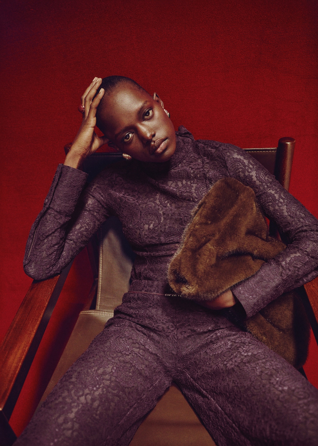 Lace shirt with scarf