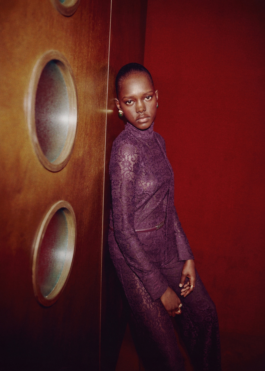 Lace shirt with scarf