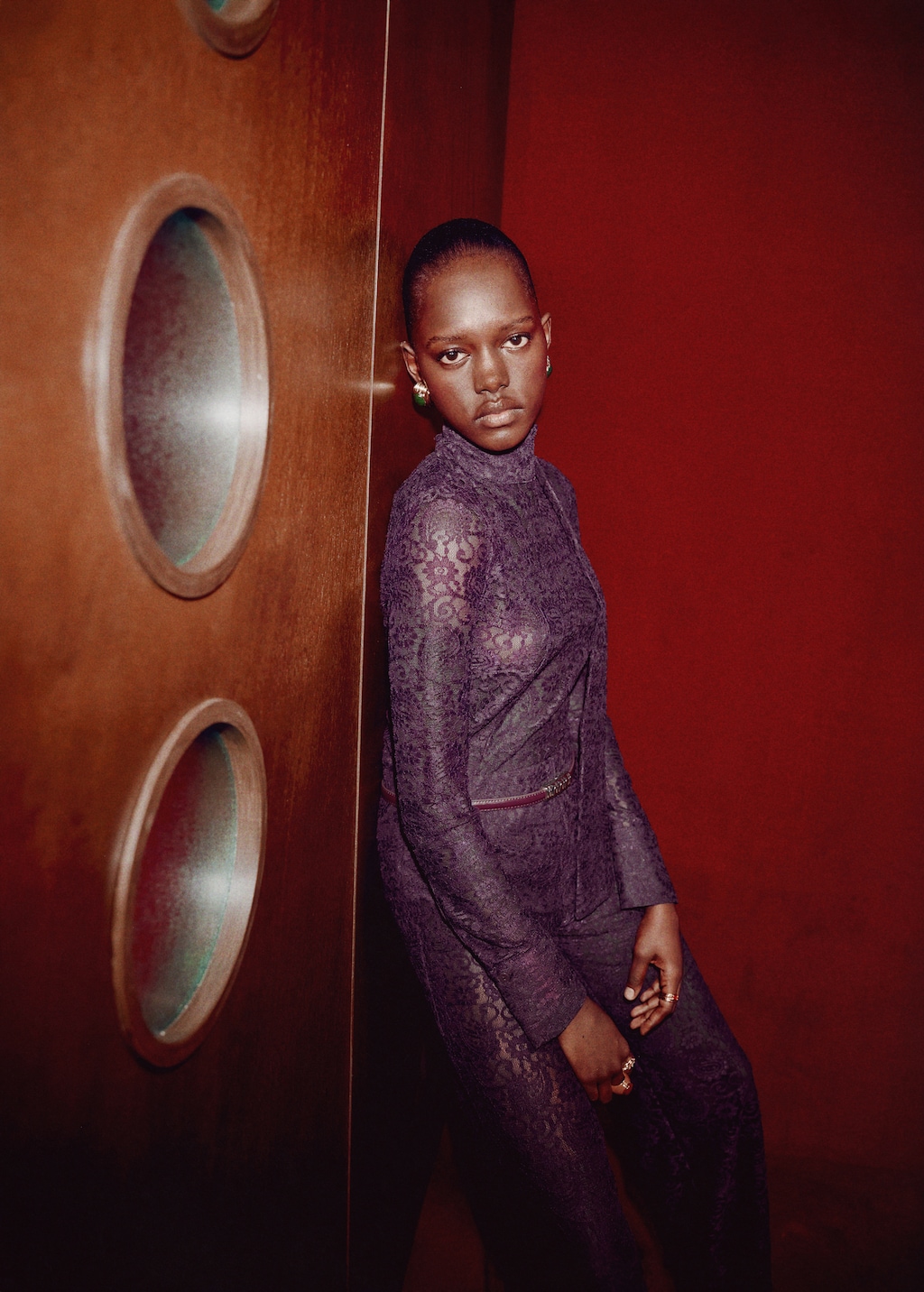 Lace shirt with scarf