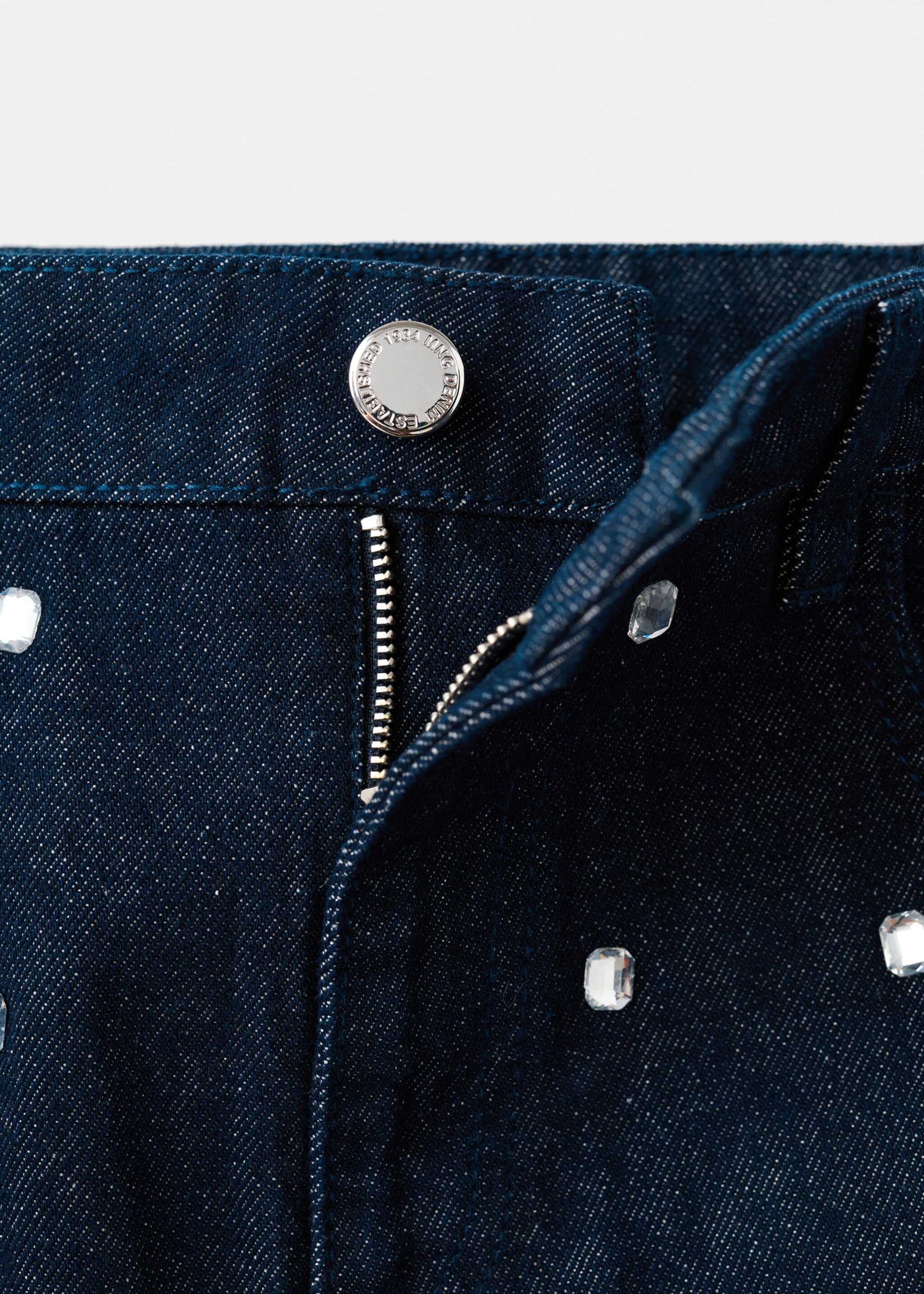 Wide-leg jeans with crystals - Details of the article 0, Open Blue. Ref: 17039113-00.