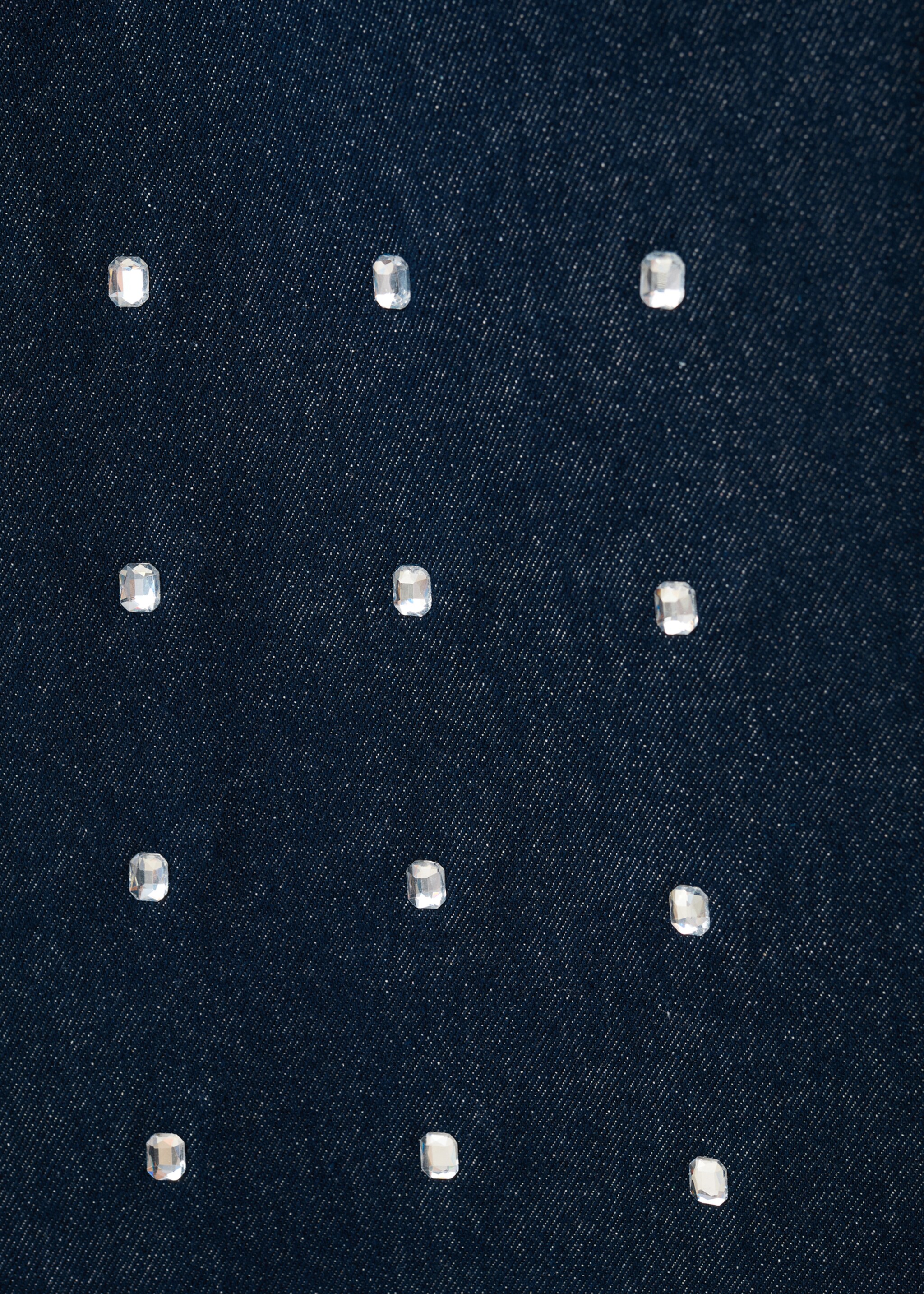 Wide-leg jeans with crystals - Details of the article 8, Open Blue. Ref: 17039113-00.