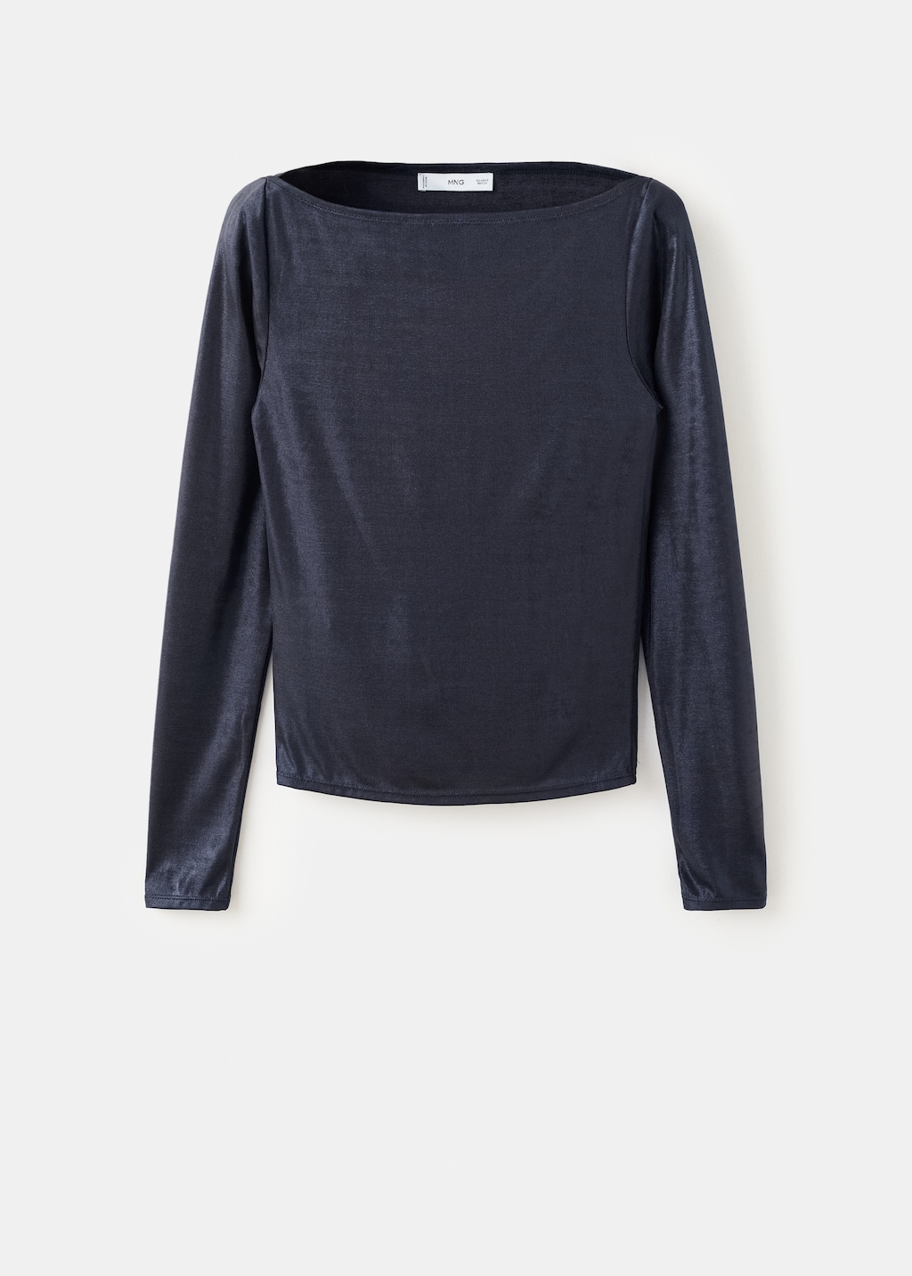 Metallic boat-neck top