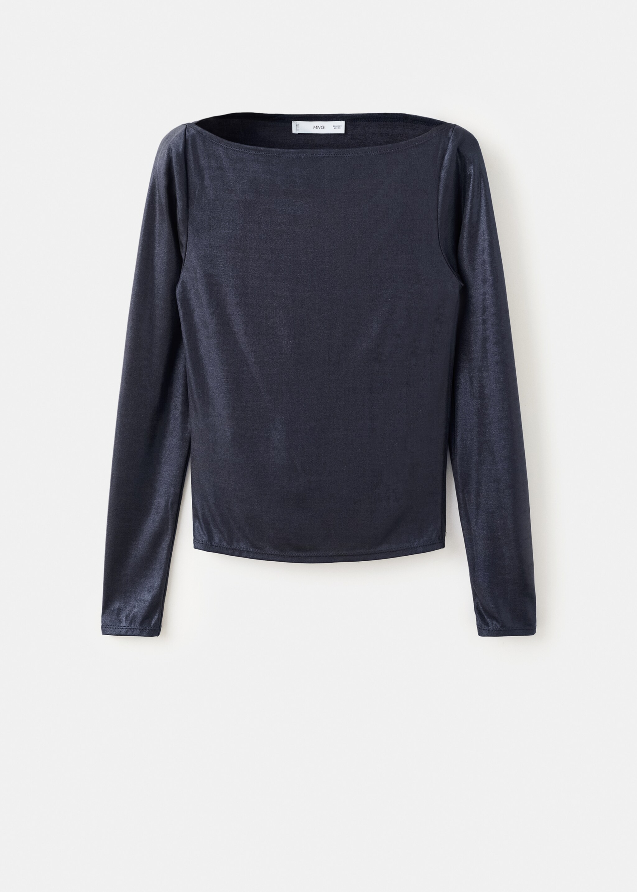 Metallic boat neck top - Article without model, Navy. Ref: 17039114-00.