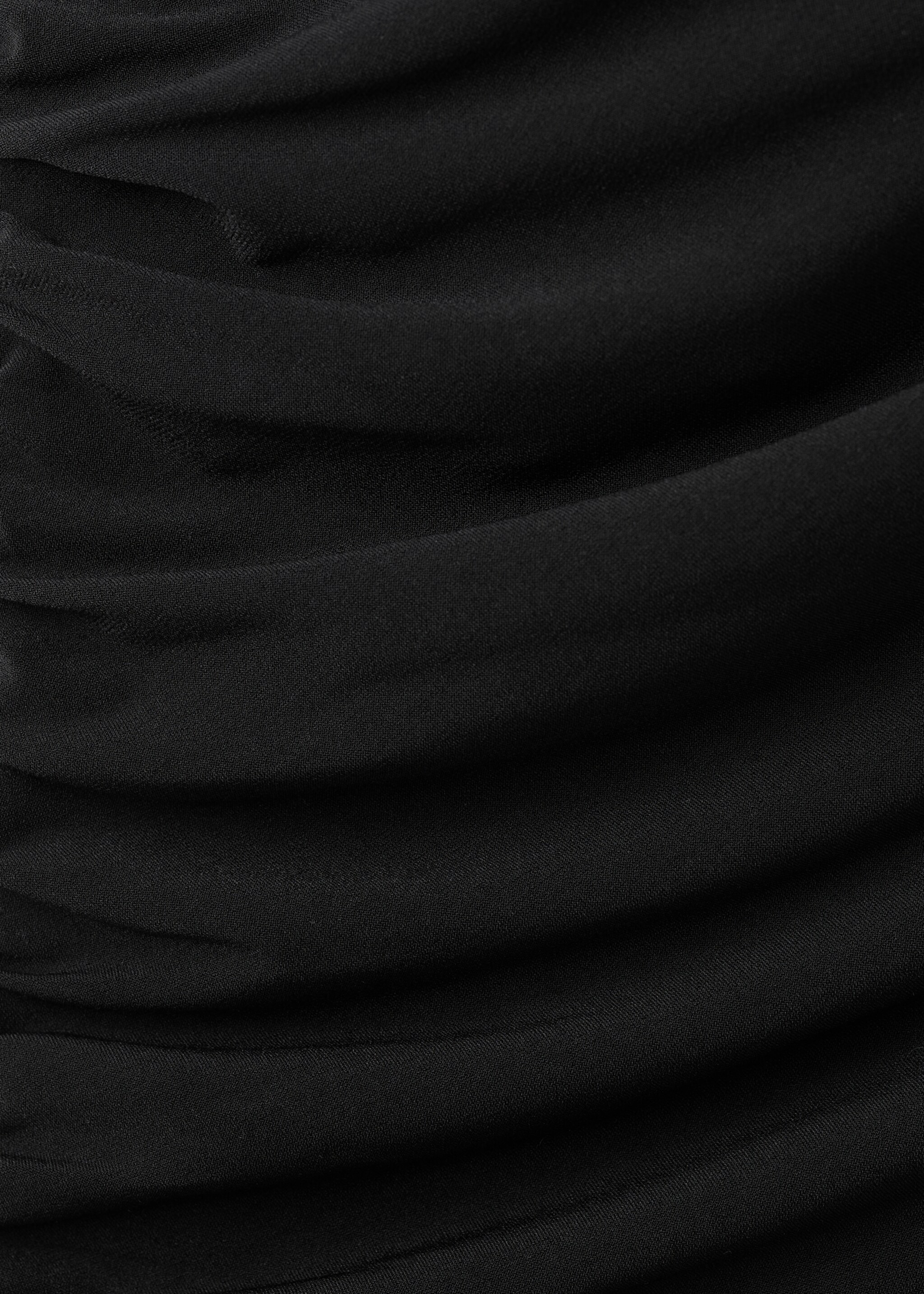 Asymmetrical gathered dress with ruffle trim - Details of the article 0, Black. Ref: 17039115-00.