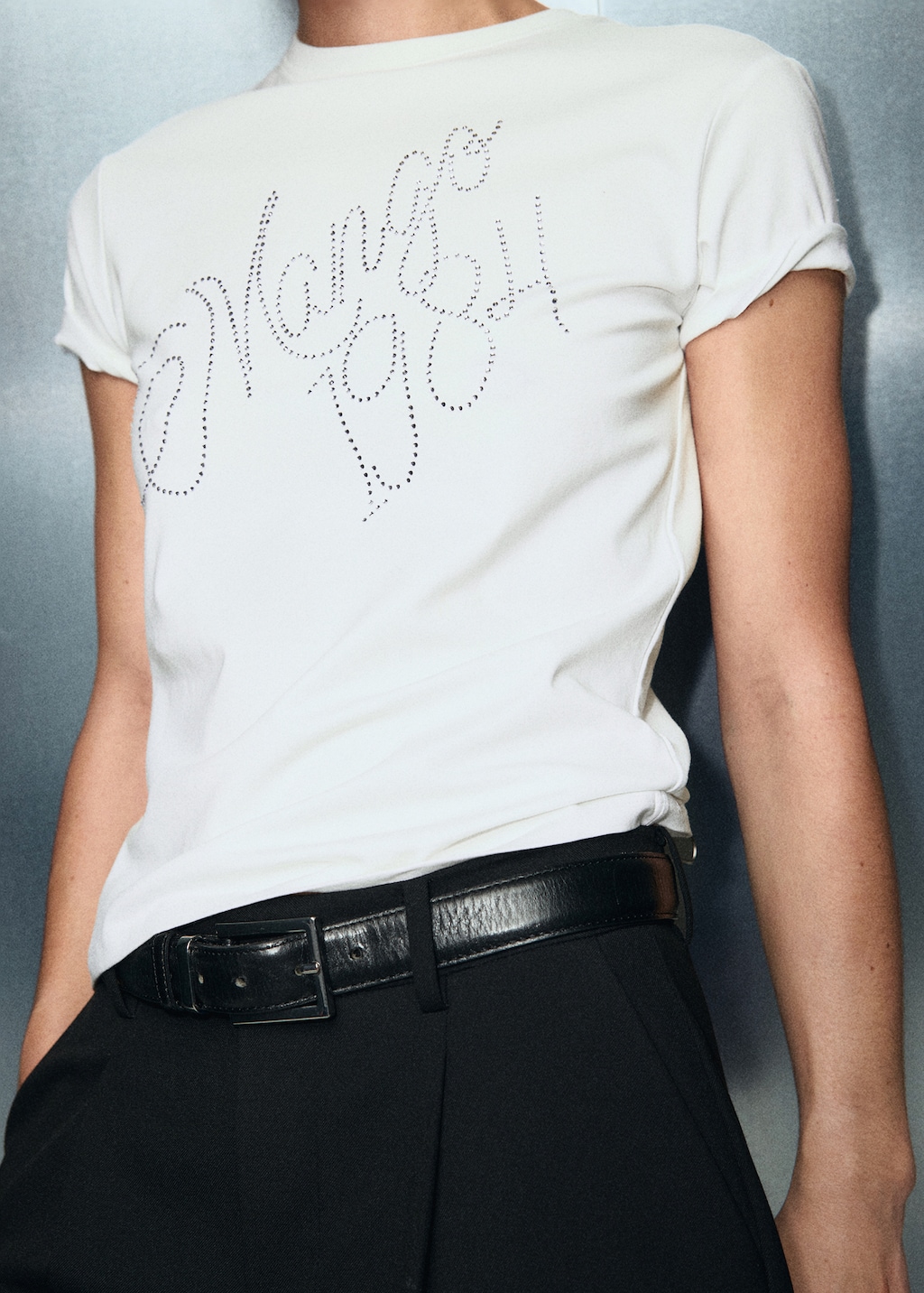 Rhinestone message t-shirt