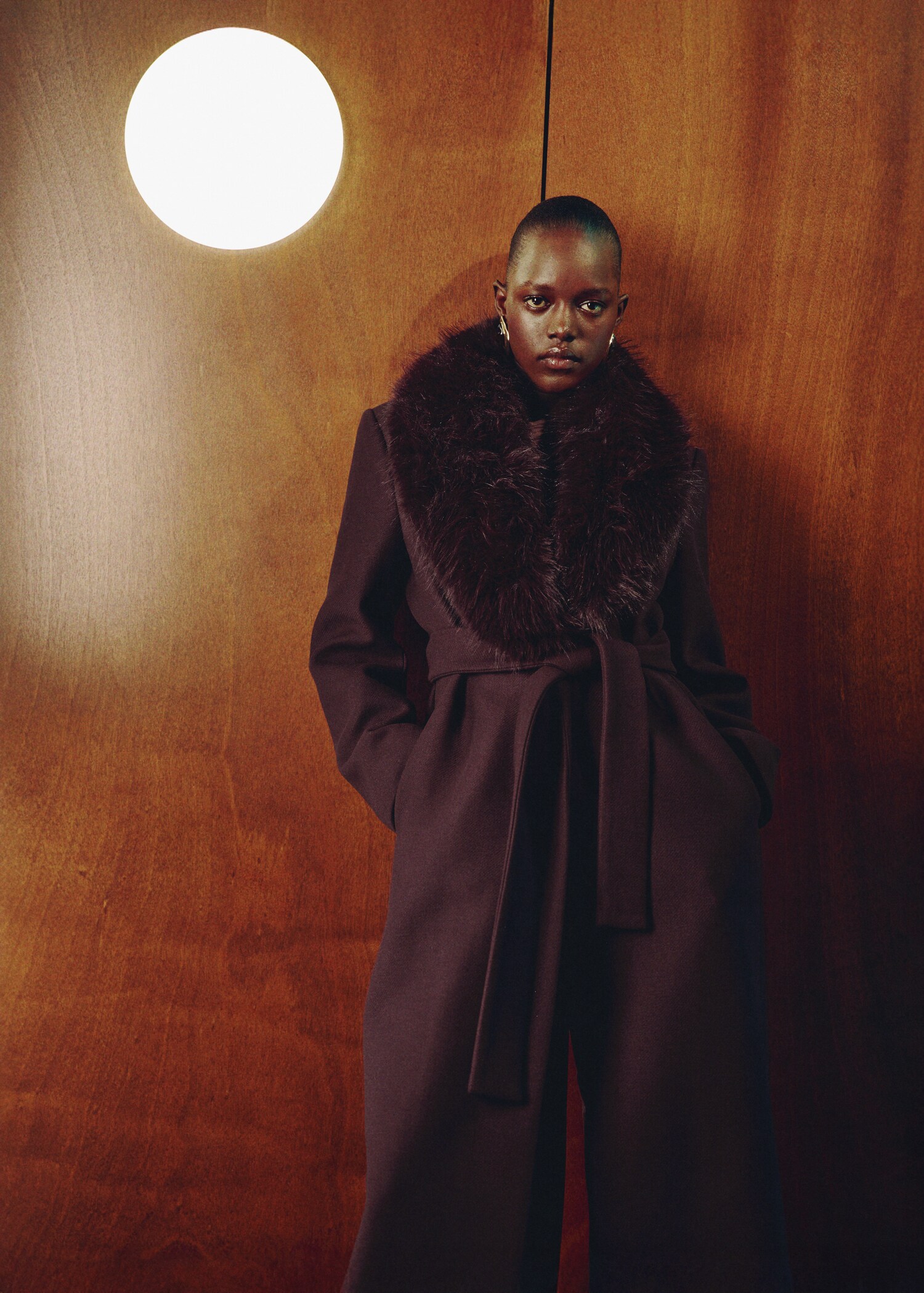 Manteco wool coat with fur collar - Medium plane