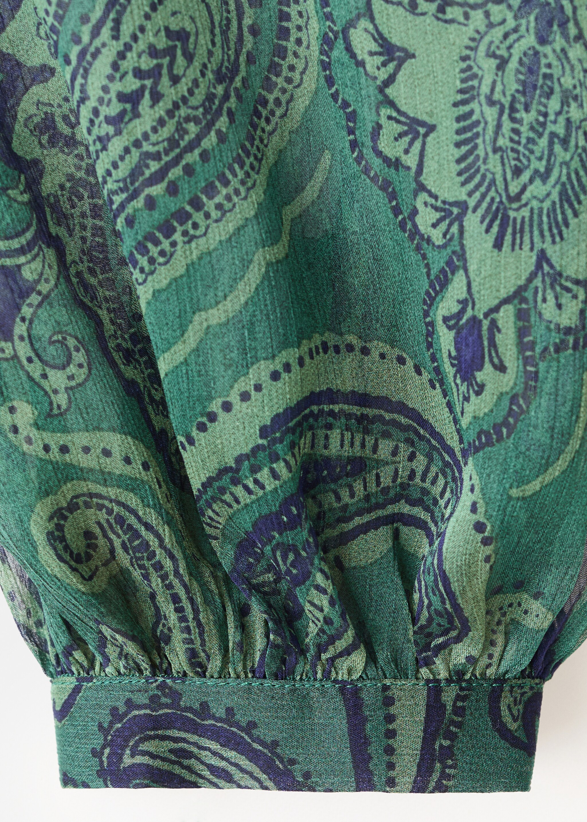 Paisley-print blouse with foulard - Details of the article 0, Green. Ref: 17039120-00.