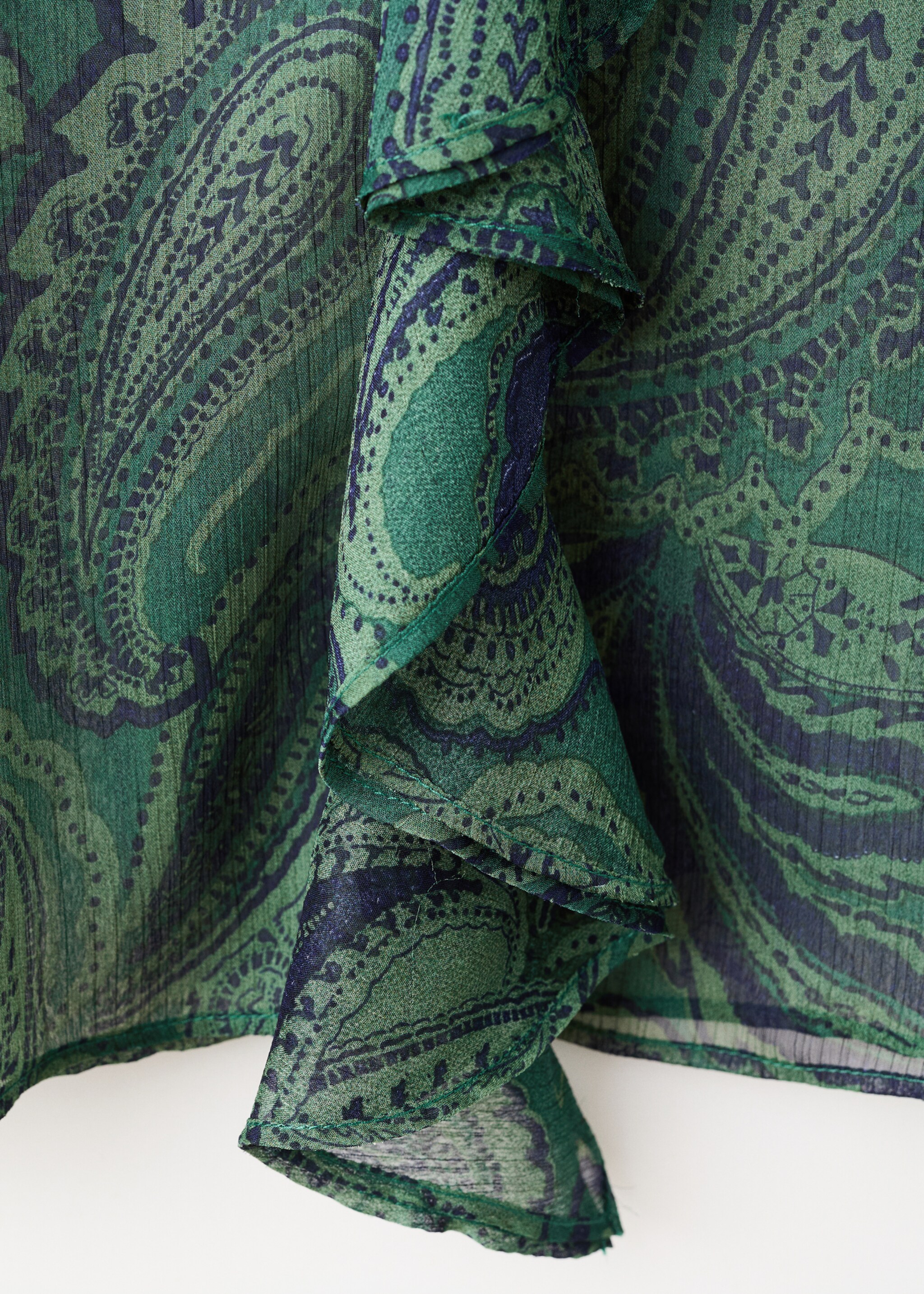 Paisley-print blouse with foulard - Details of the article 8, Green. Ref: 17039120-00.