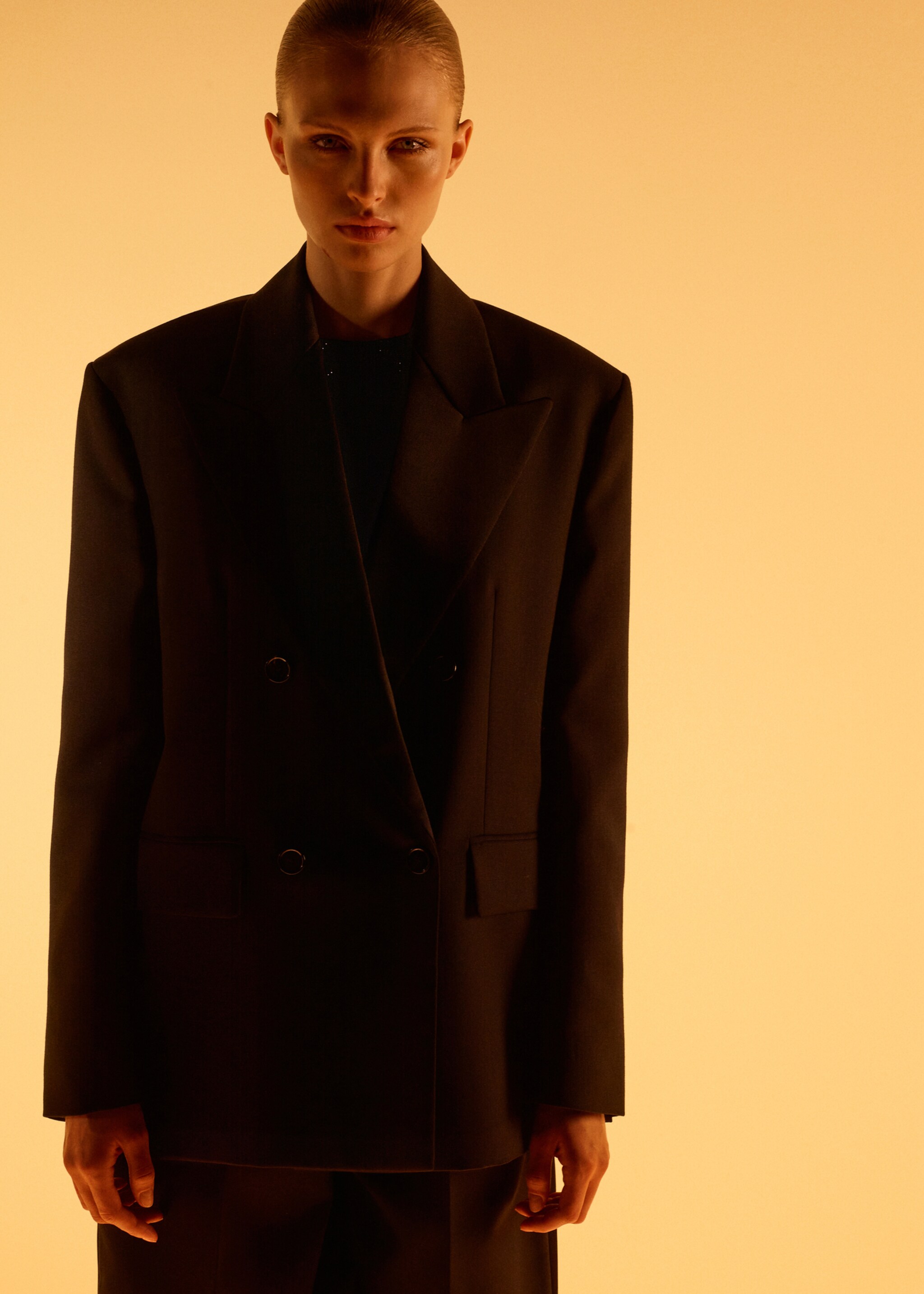 Wool-blend suit jacket with lapels - Medium plane, Black. Ref: 17039121-00.