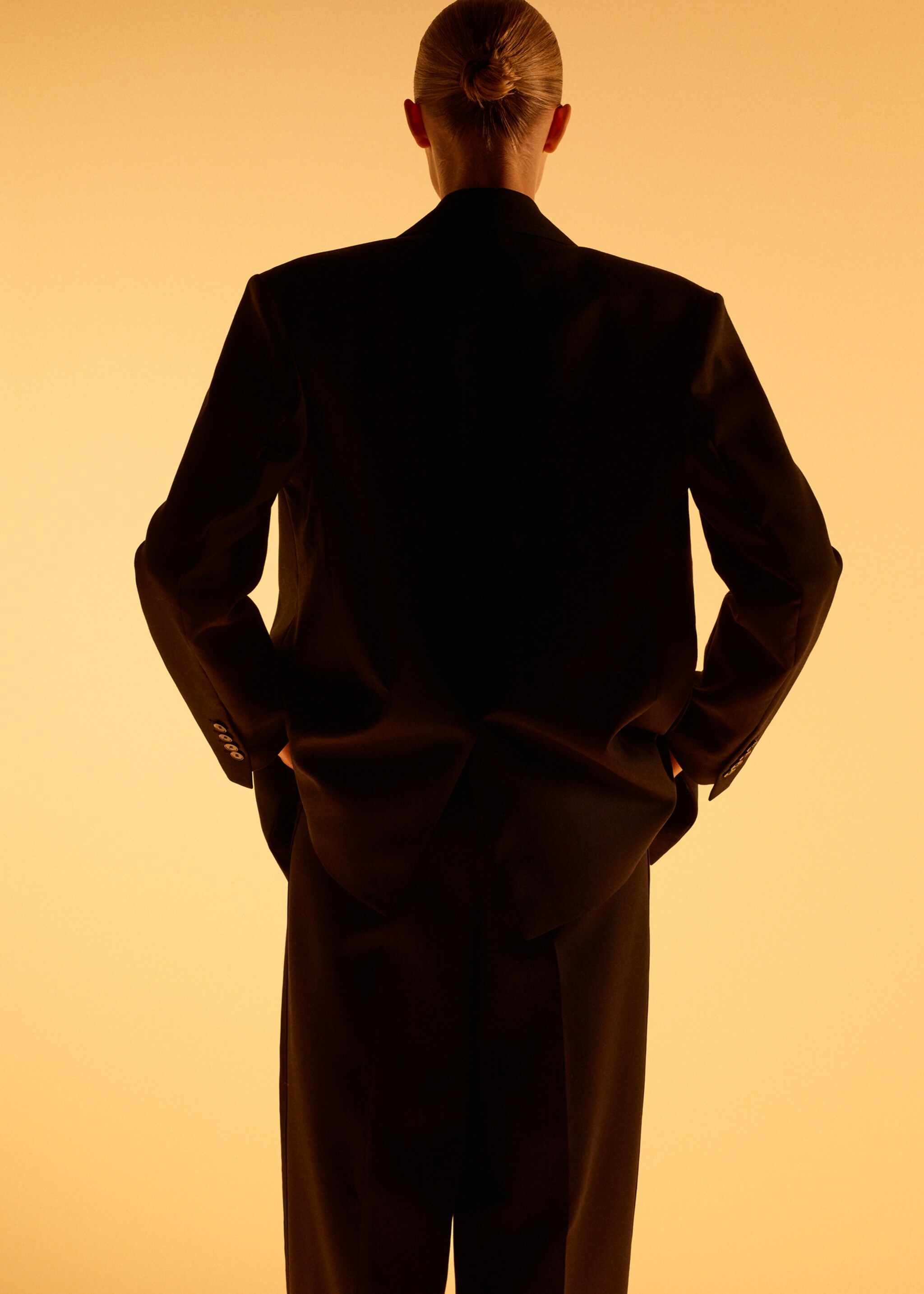 Wool-blend suit jacket with lapels - Reverse of the article, Black. Ref: 17039121-00.