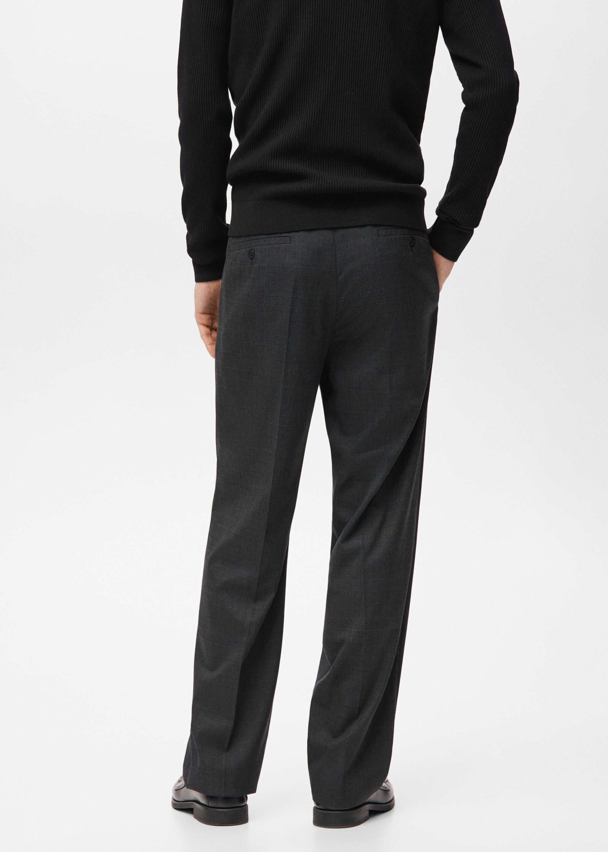 Relaxed-fit pleated trousers - Reverse of the article, Dark Heather Grey. Ref: 17039206-00.