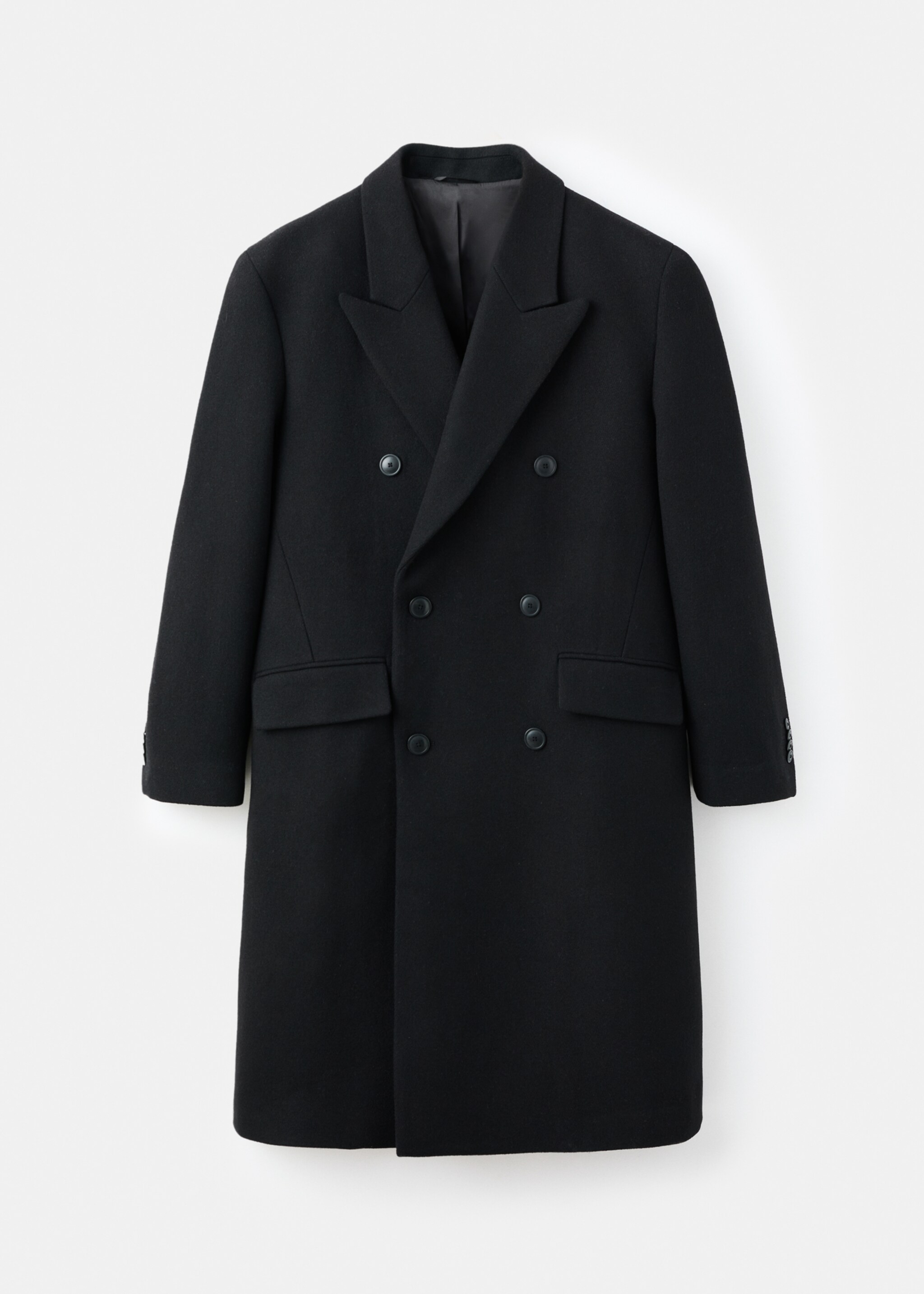 Long double-breasted wool coat - Article without model, Black. Ref: 17039207-00.