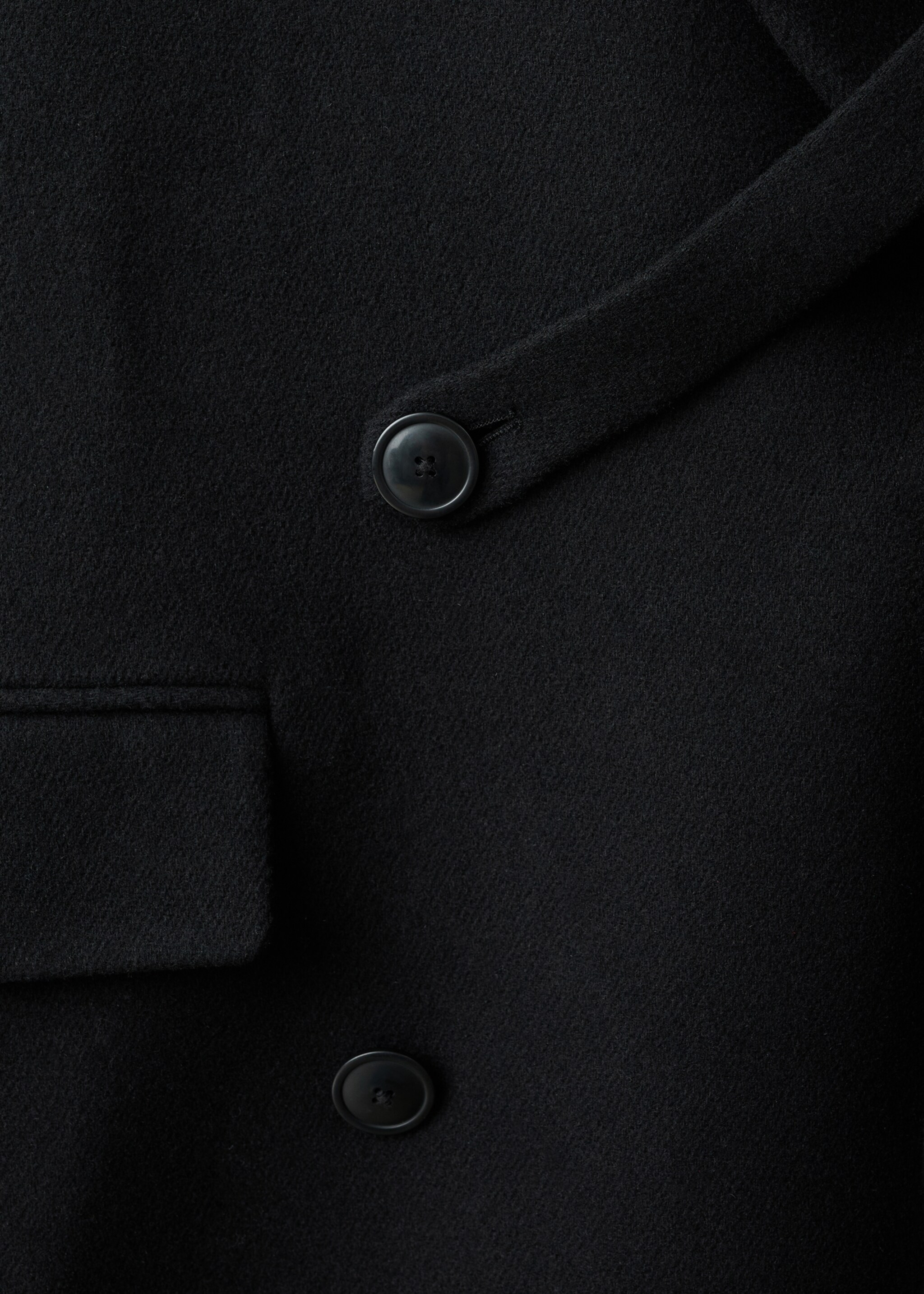 Long double-breasted wool coat - Details of the article 0, Black. Ref: 17039207-00.