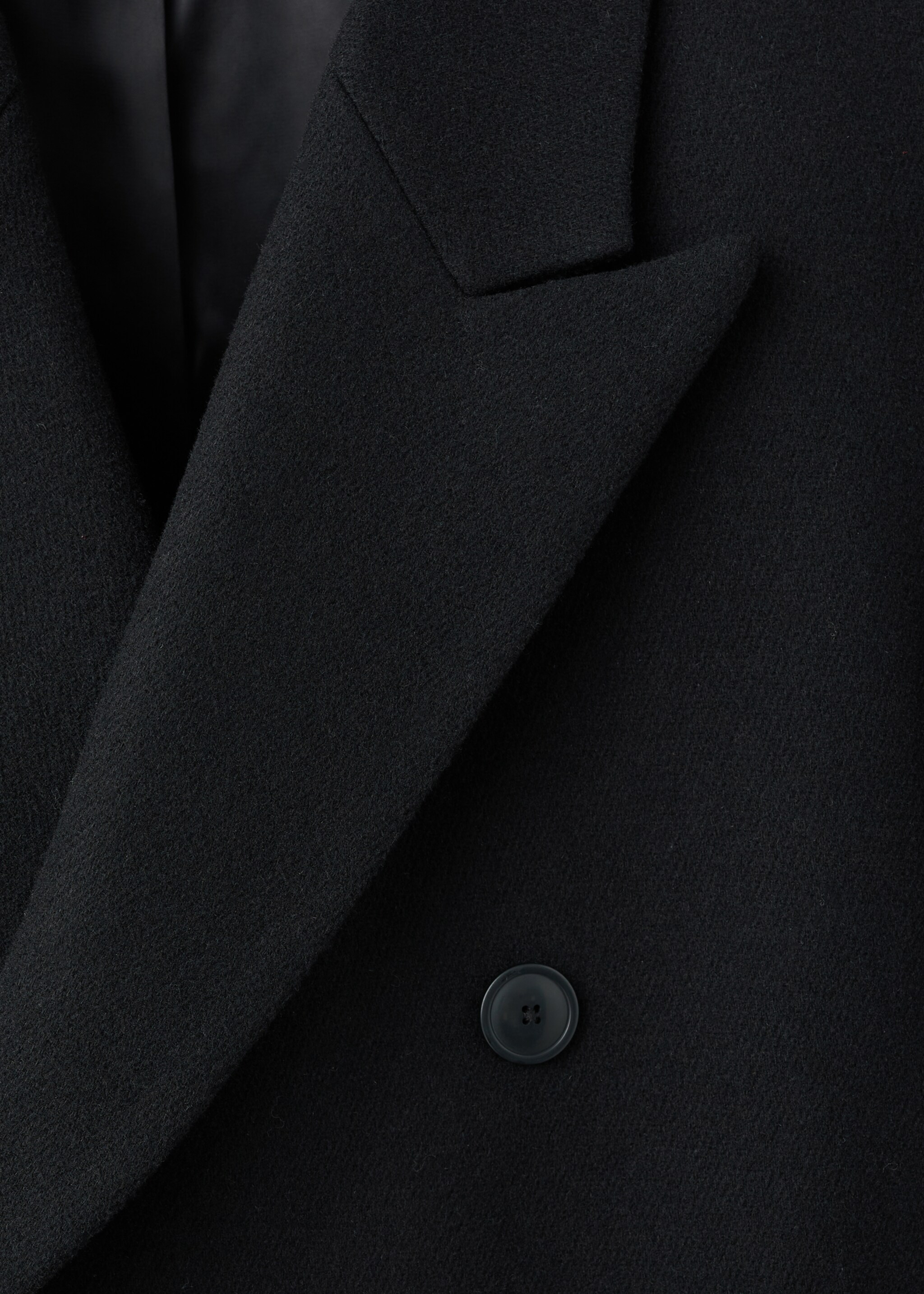 Long double-breasted wool coat - Details of the article 8, Black. Ref: 17039207-00.