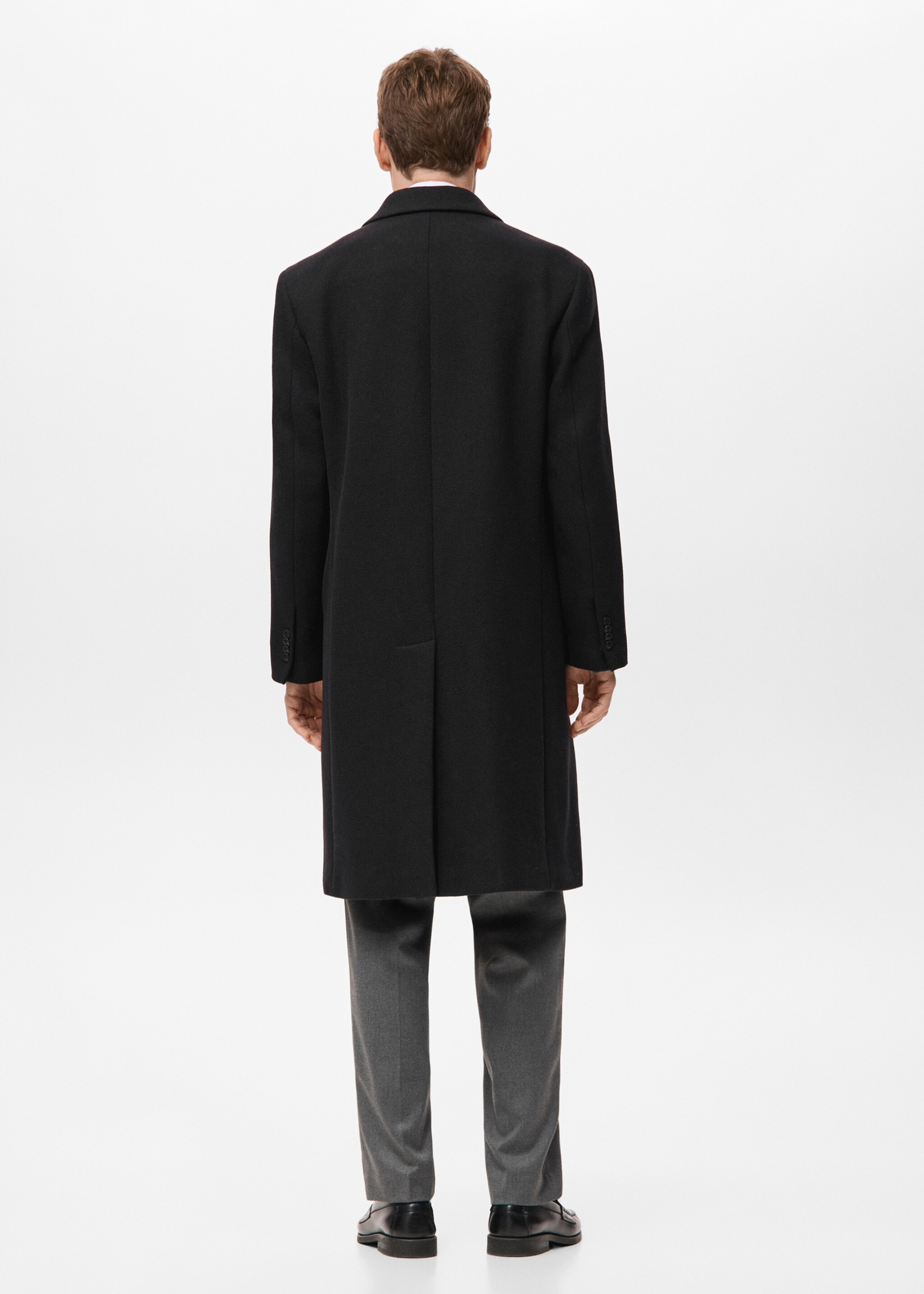 Long double-breasted wool coat - Reverse of the article, Black. Ref: 17039207-00.