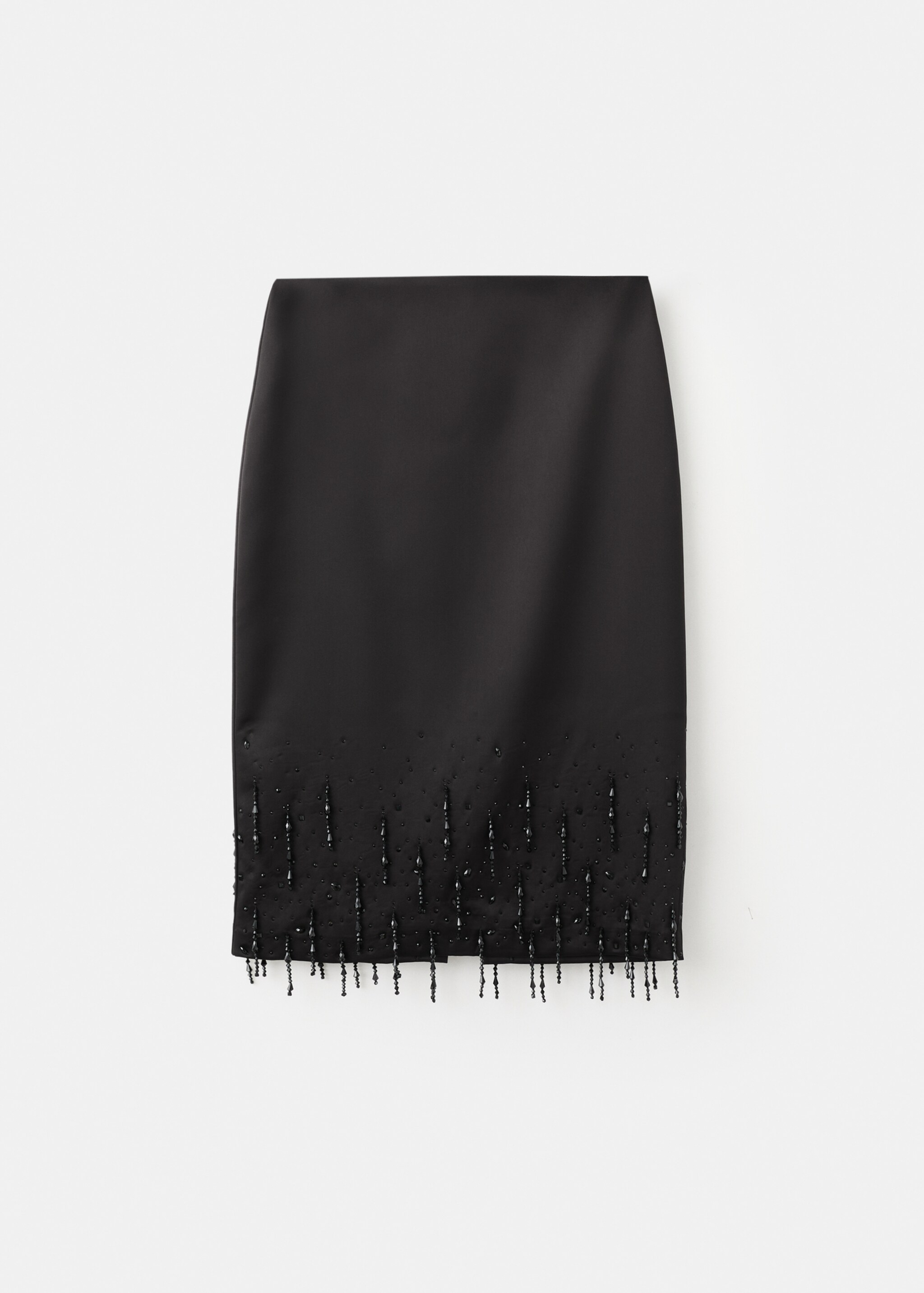Jupe midi avec un ourlet en cristaux - Article sans modèle, Noir. Ref: 17039209-00.