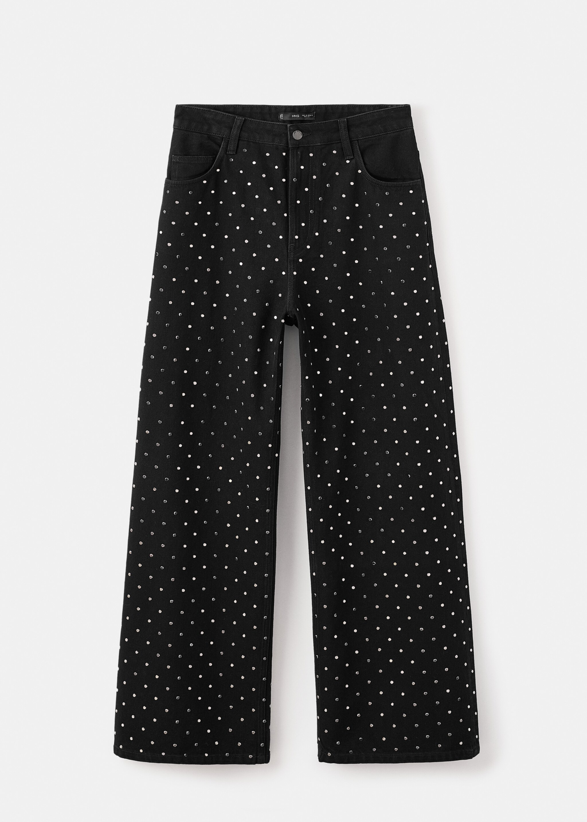 Džíny wide leg se štrasem - Zboží bez modelu, Black denim. Ref: 17039212-00.