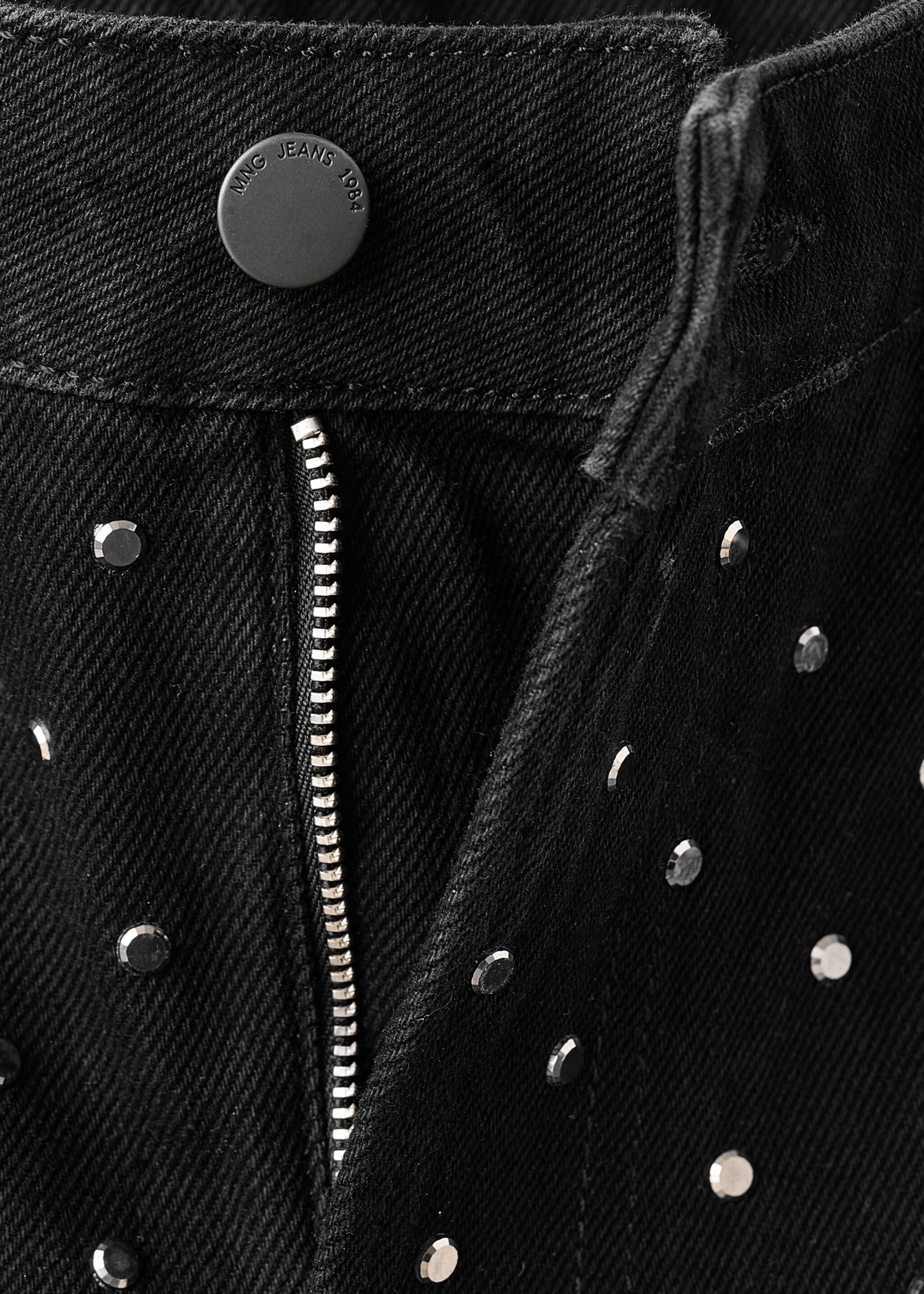 Džíny wide leg se štrasem - Detail zboží 8, Black denim. Ref: 17039212-00.