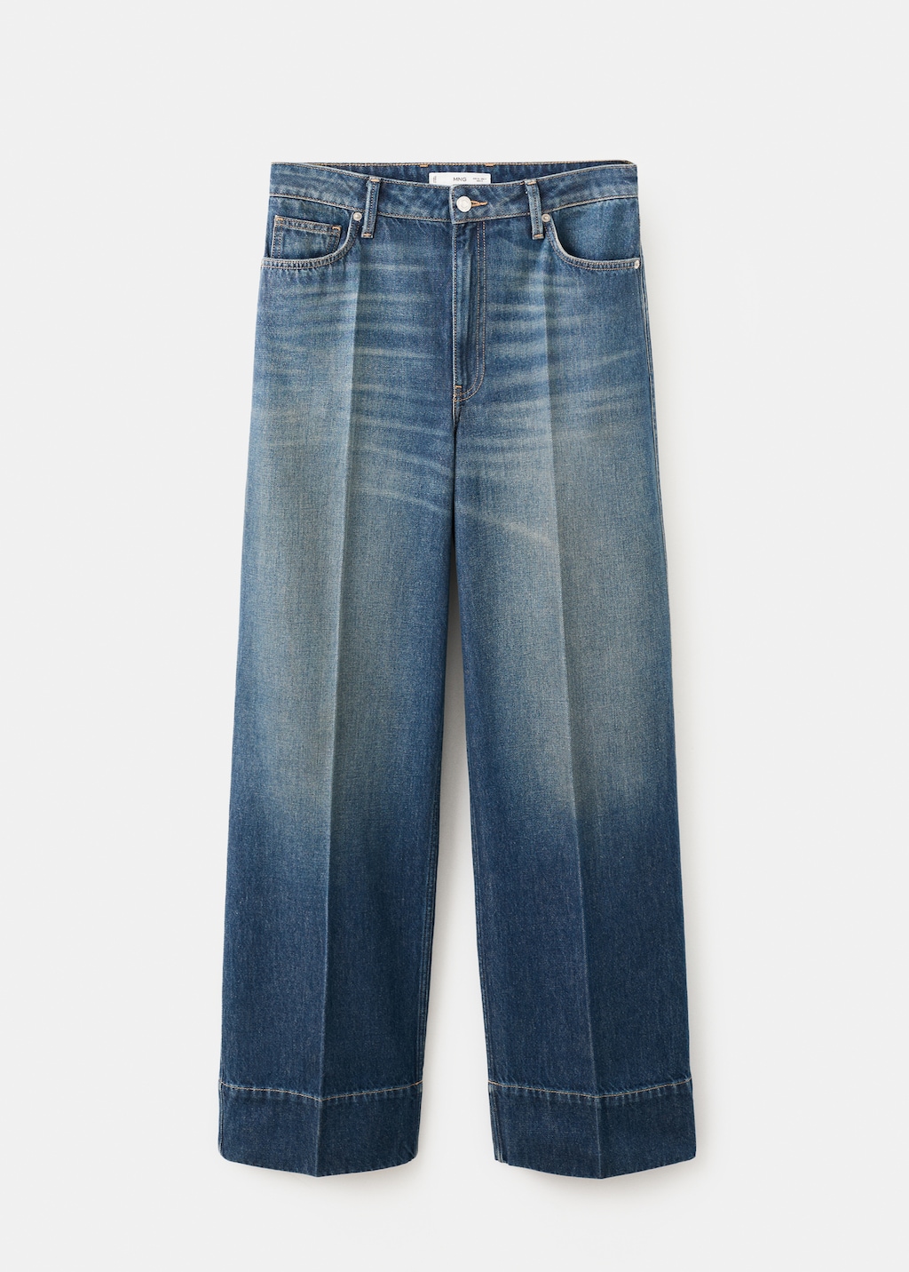 Straight-leg jeans with seam stitching