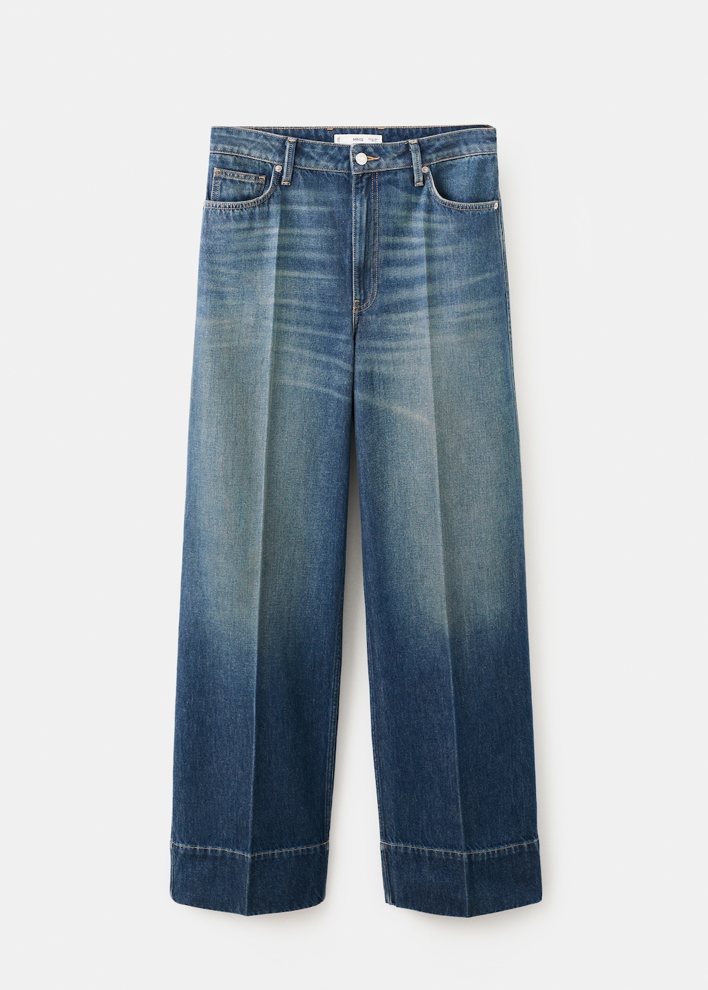 Straight-leg jeans with seam stitching