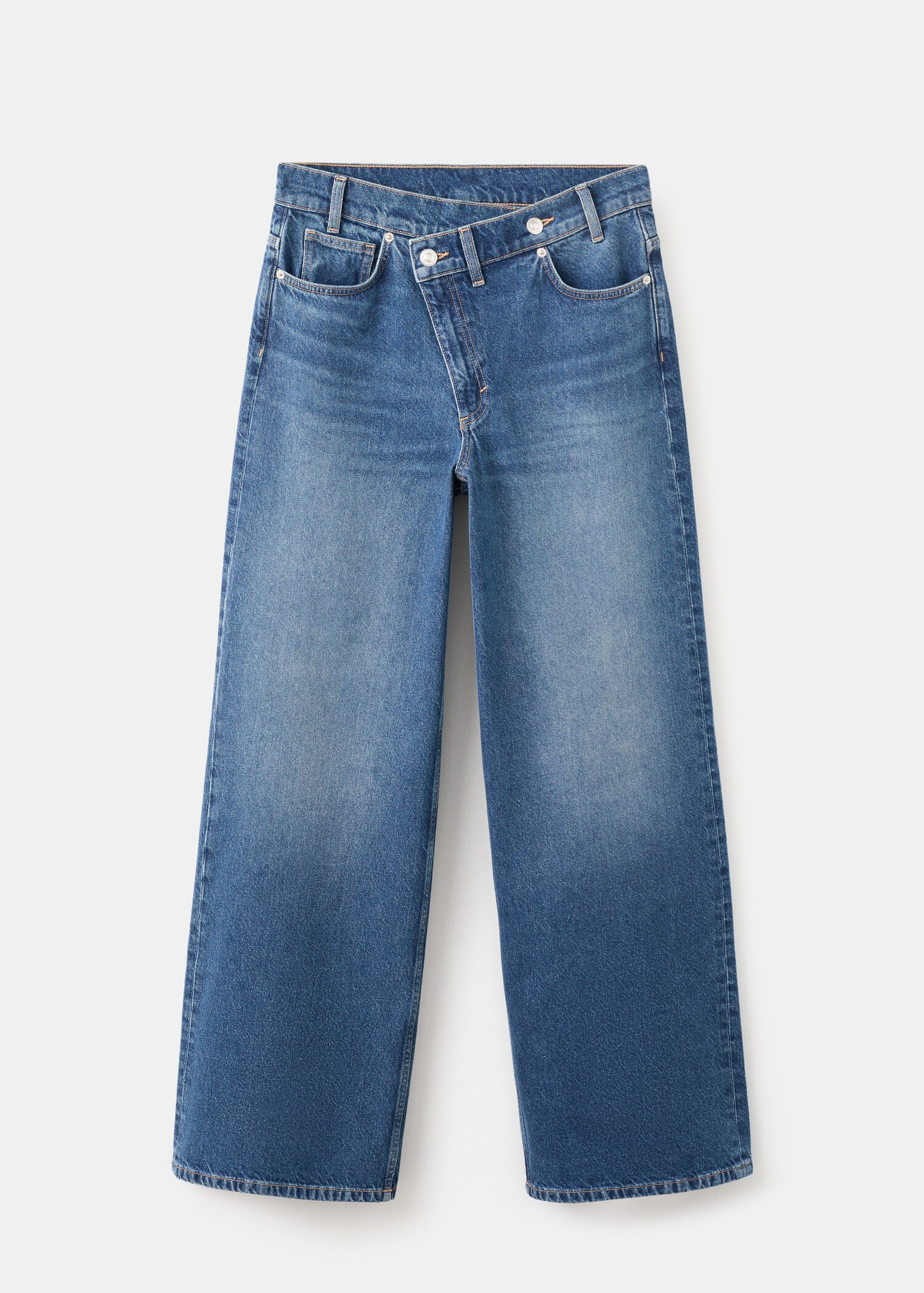 Jeans wide leg cintura cruzada tiro medio - Artículo sin modelo