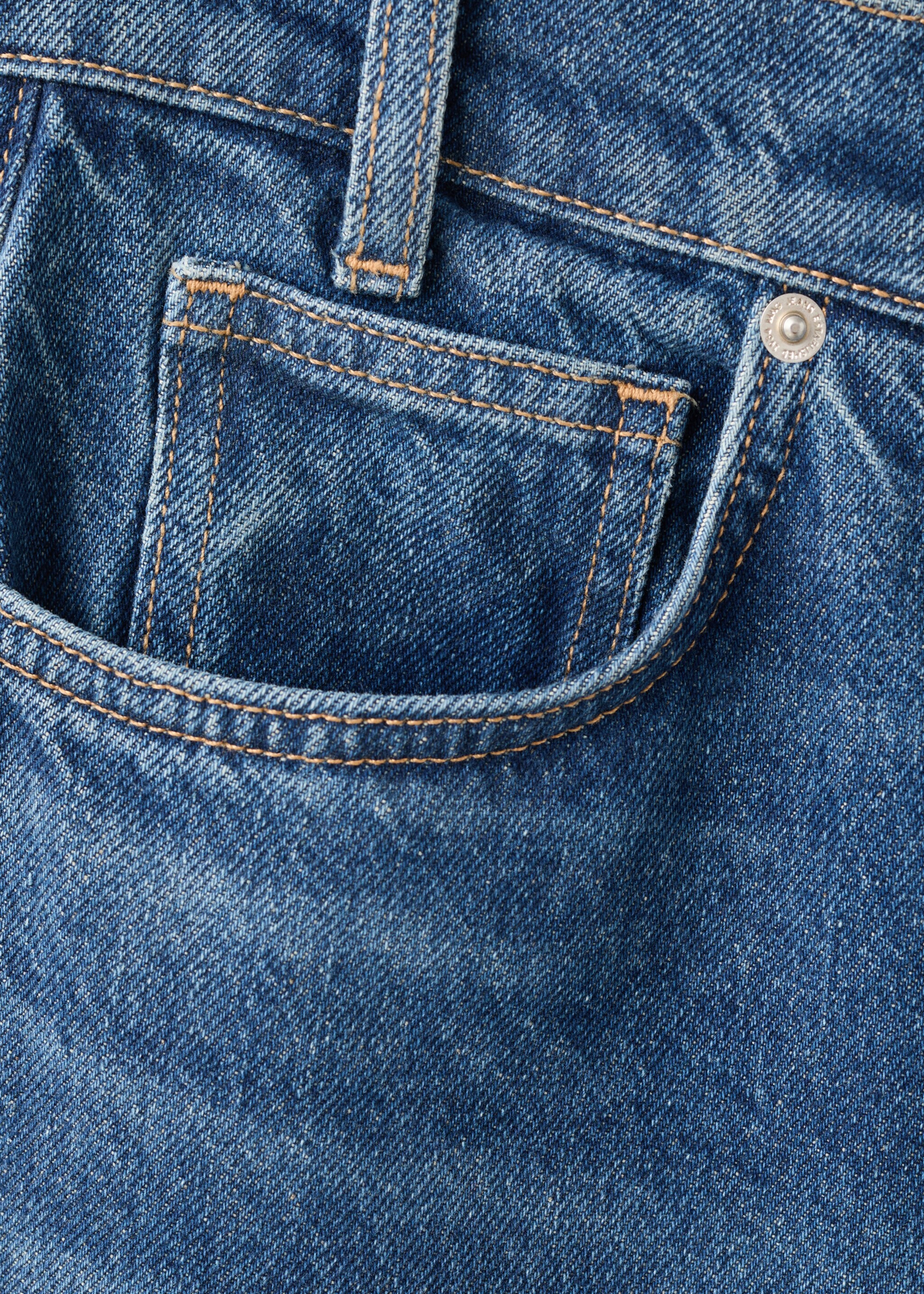 Wide-leg mid-rise jeans with a crossover waistband - Details of the article 0, Dark Blue. Ref: 17039214-00.