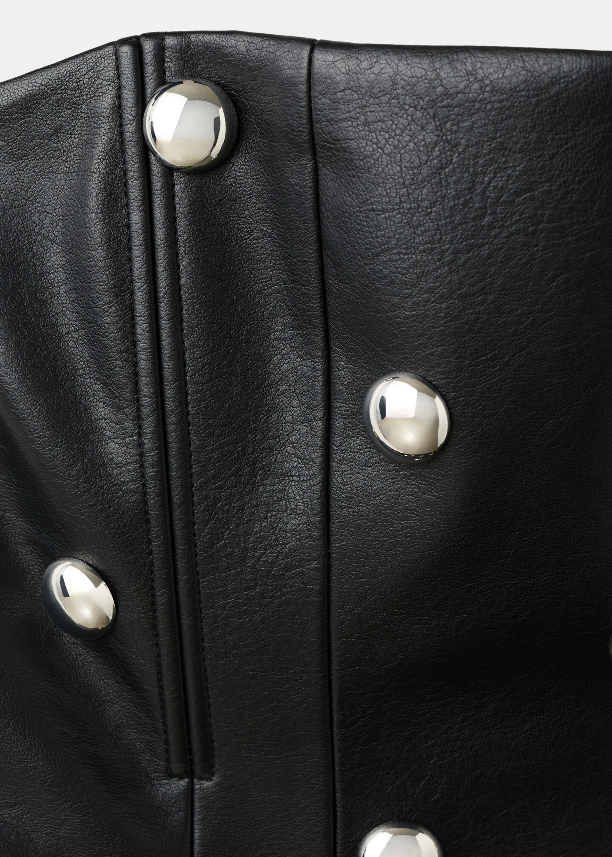 Studded faux leather dress - Details of the article 8, Black. Ref: 17039406-00.