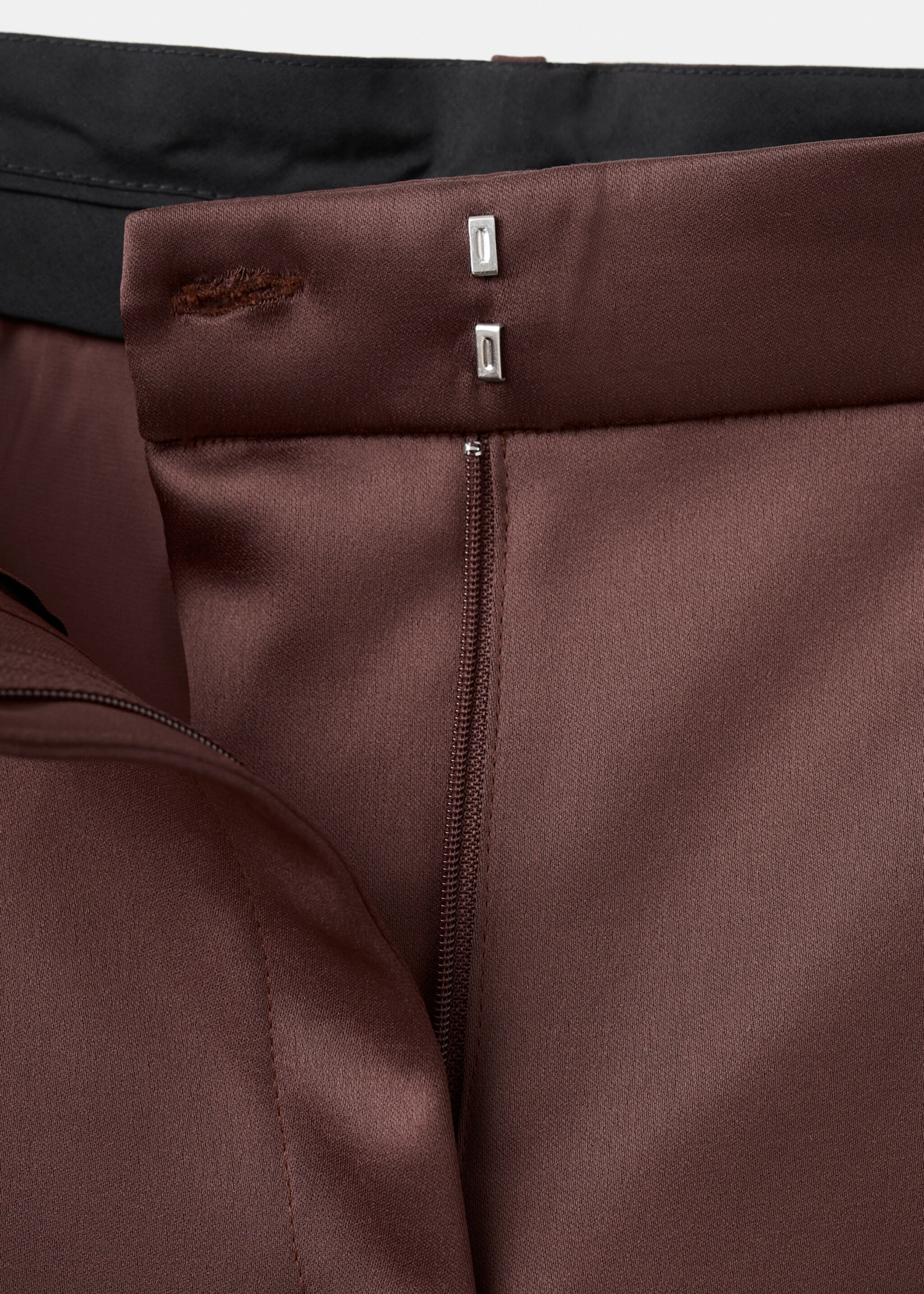 Satin suit trousers - Details of the article 8, Brown. Ref: 17039407-00.