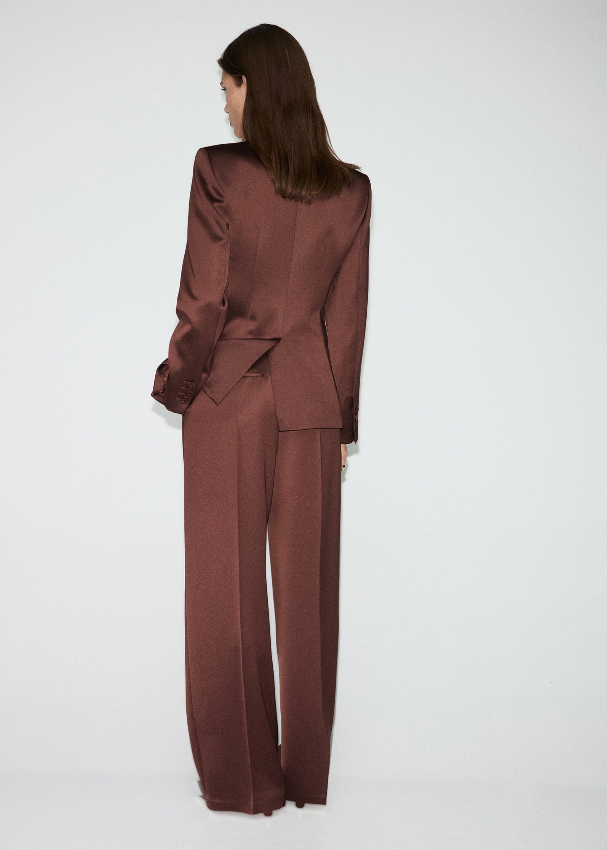 Satin suit trousers - Reverse of the article, Brown. Ref: 17039407-00.