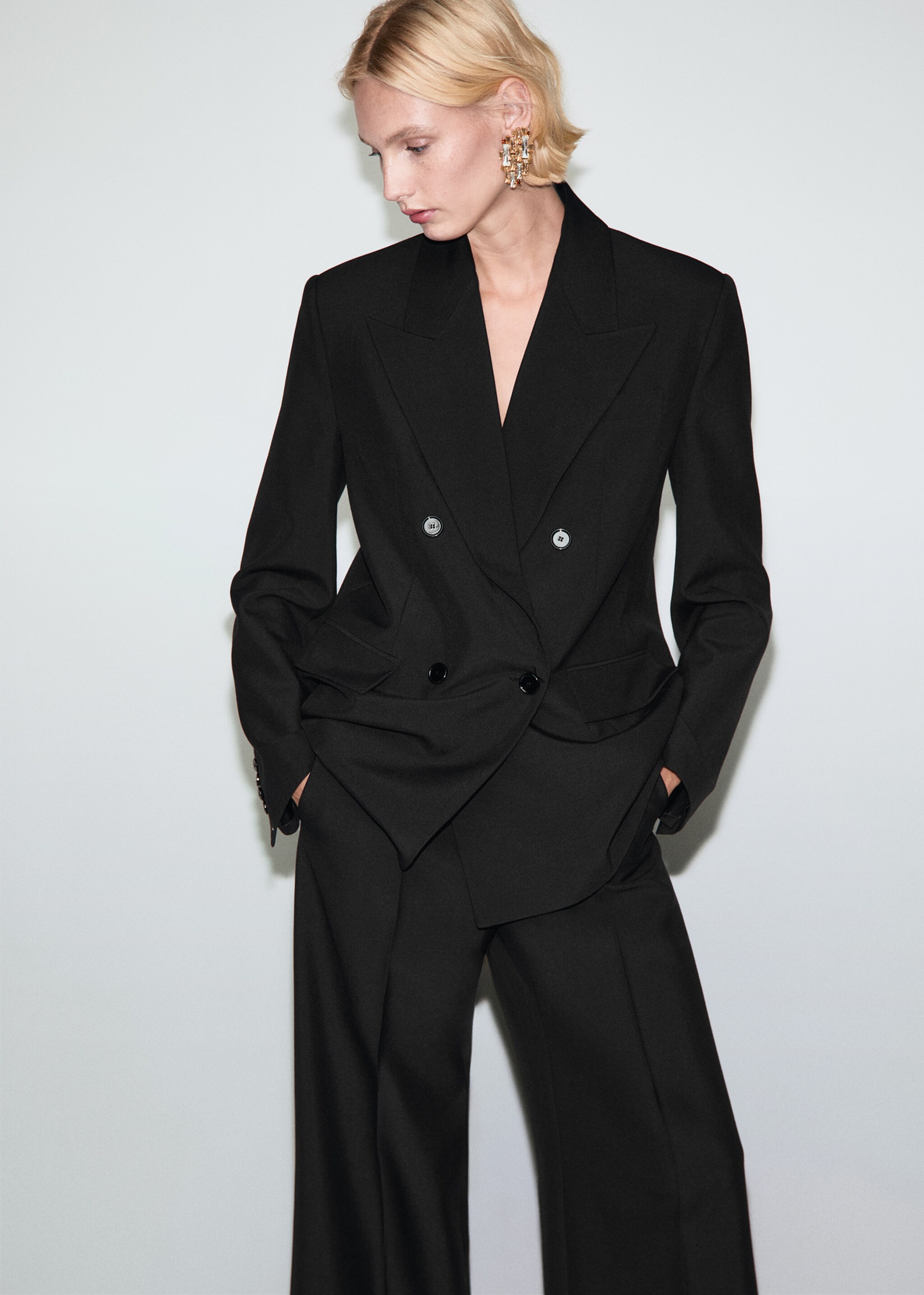 Pantalon costume laine mélangée - Détail de l'article 1, Noir. Ref: 17039408-00.