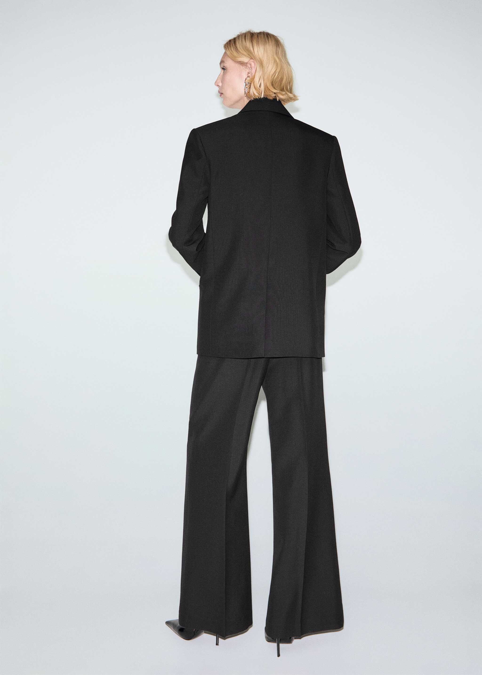 Pantalon costume laine mélangée - Verso de l’article, Noir. Ref: 17039408-00.