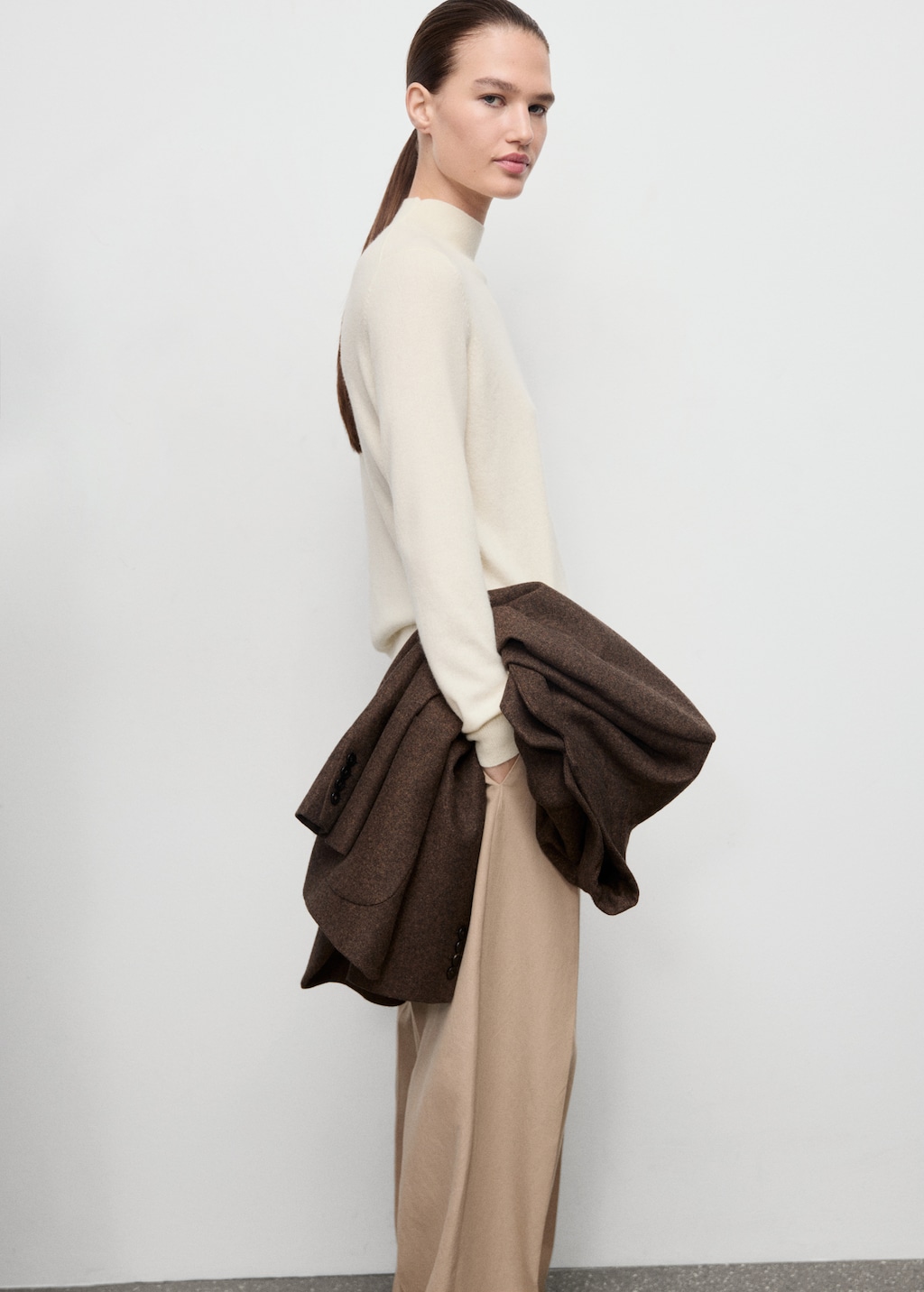 Mango 100% cashmere sweater with perkins neck thumbnail