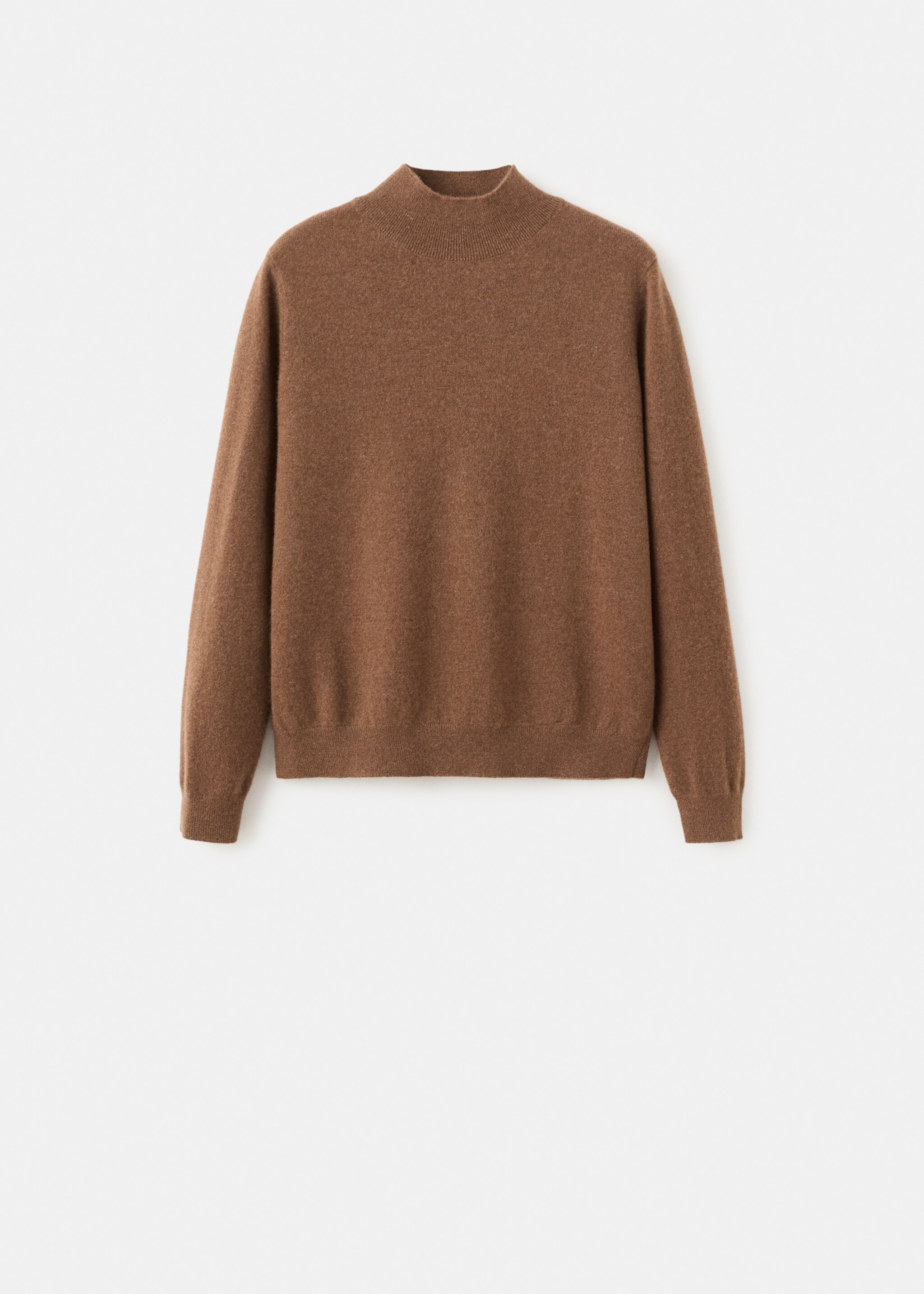 100% cashmere sweater with perkins neck - Article without model, Tobacco Brown. Ref: 17039606-00.