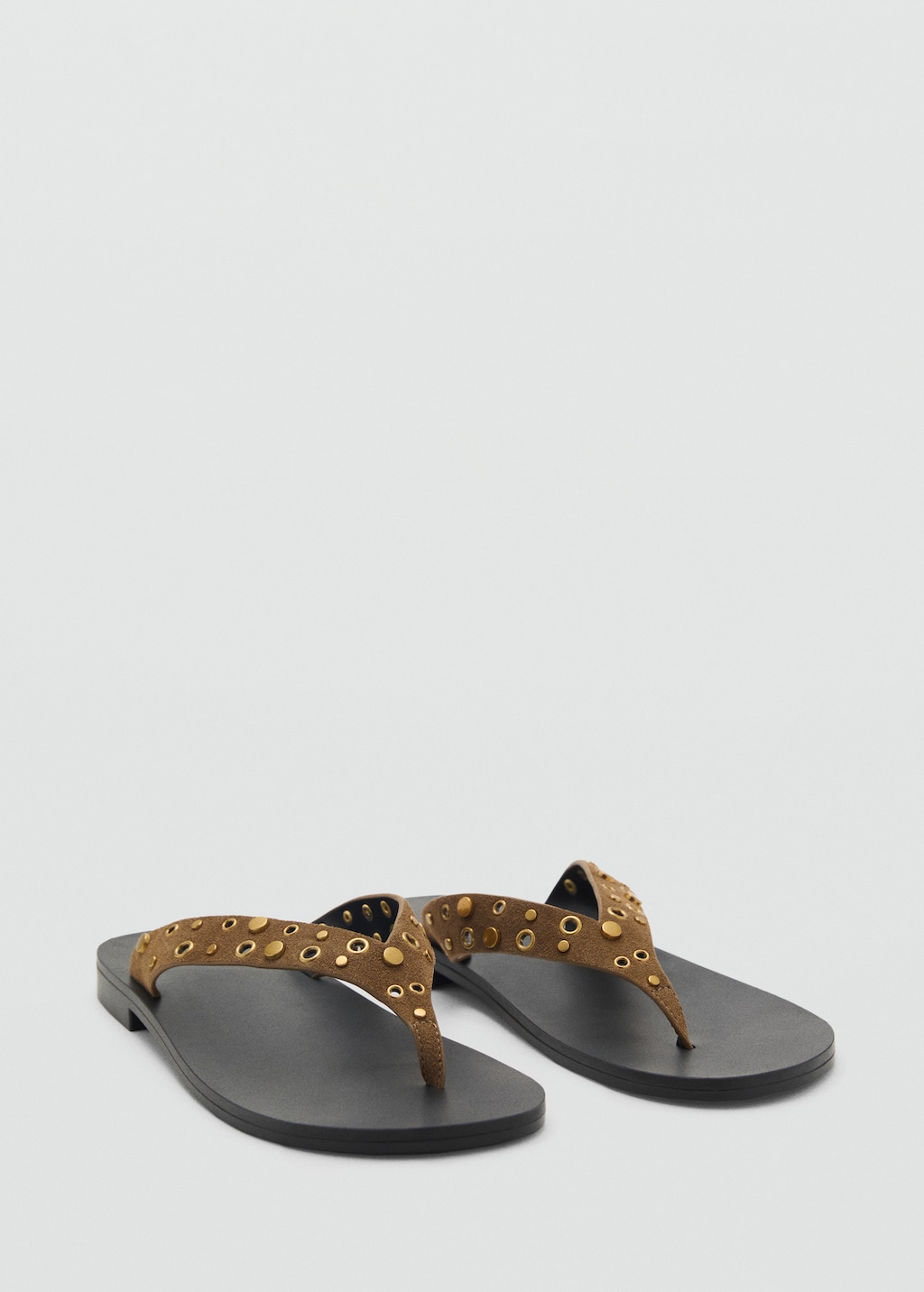 Suede sandals with eyelet straps