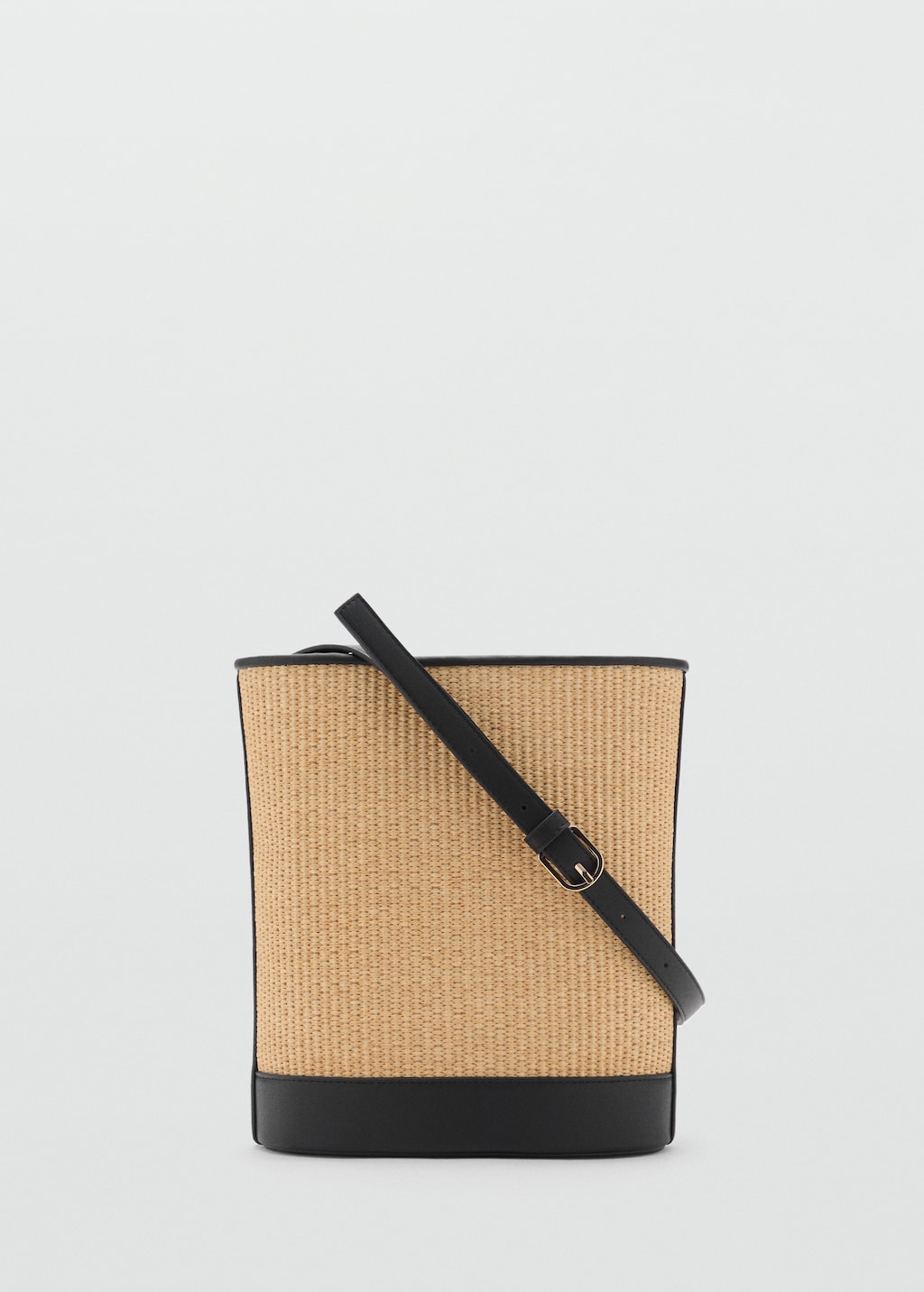 Medium raffia-effect bucket bag