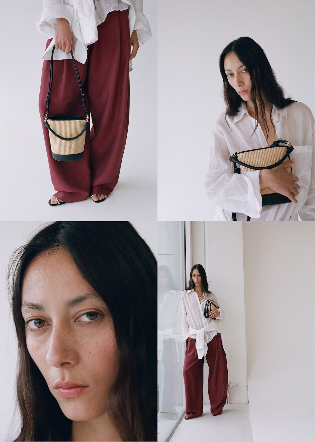 Small raffia bucket bag