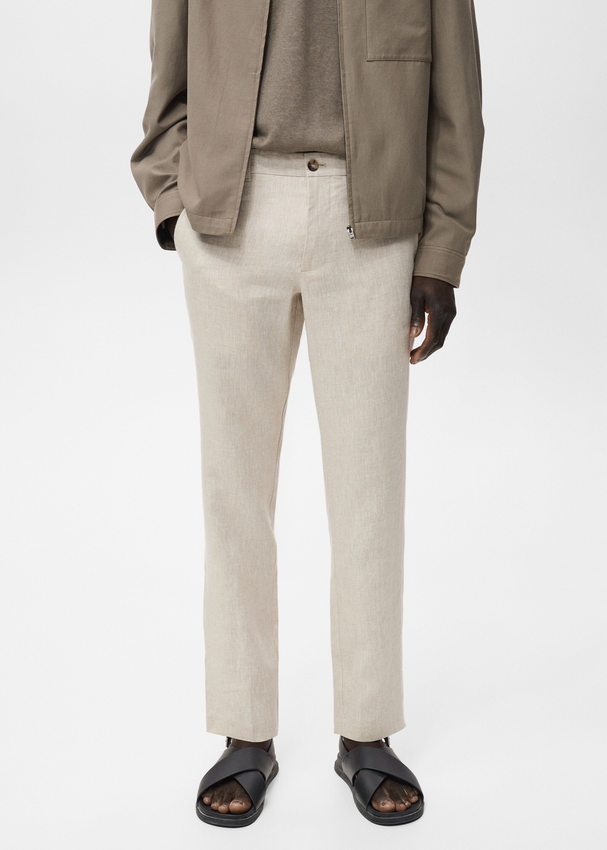 Pantalón 100% lino slim fit - Plano medio