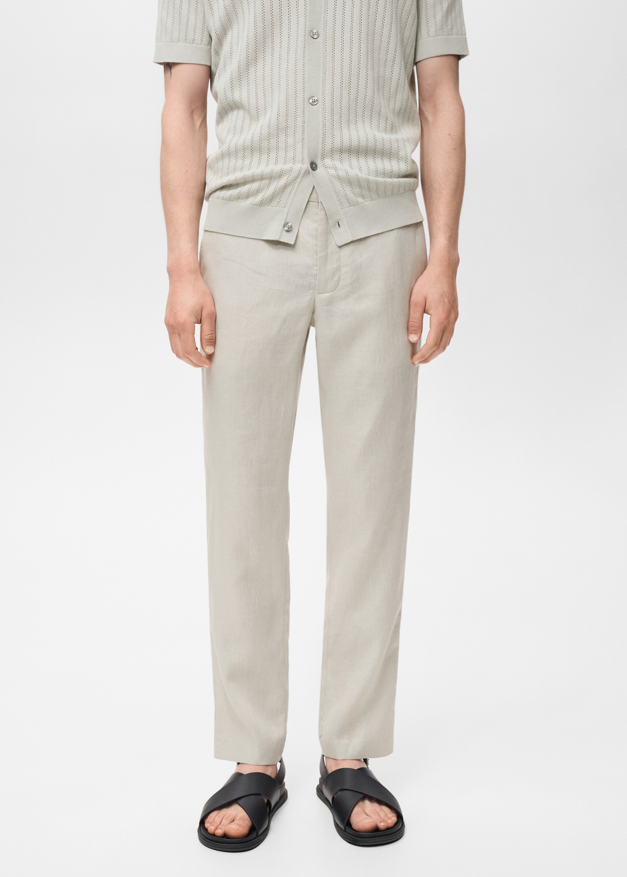 Pantalón 100% lino slim fit - Plano medio