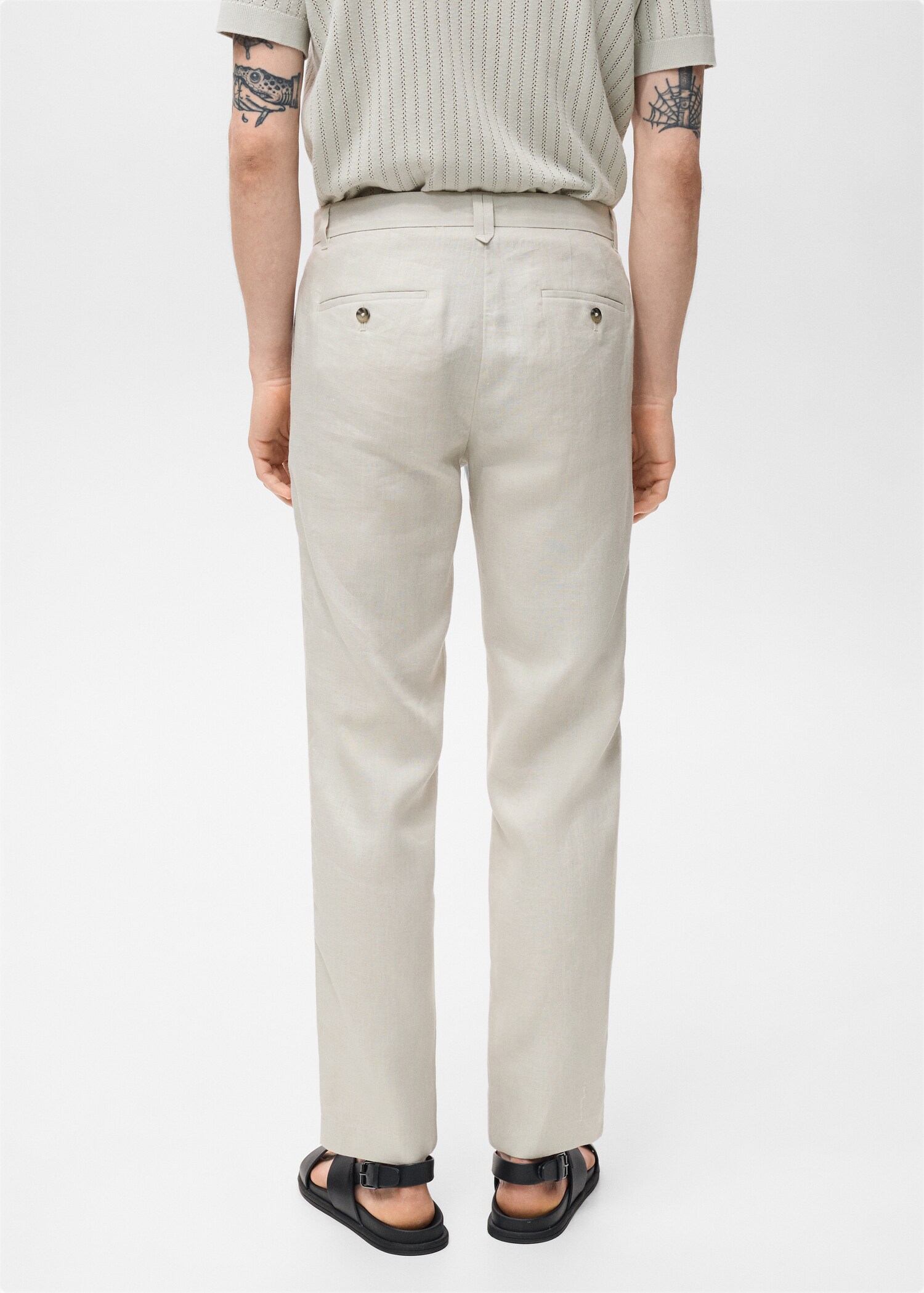 Slim-fit 100% linen trousers - Reverse of the article